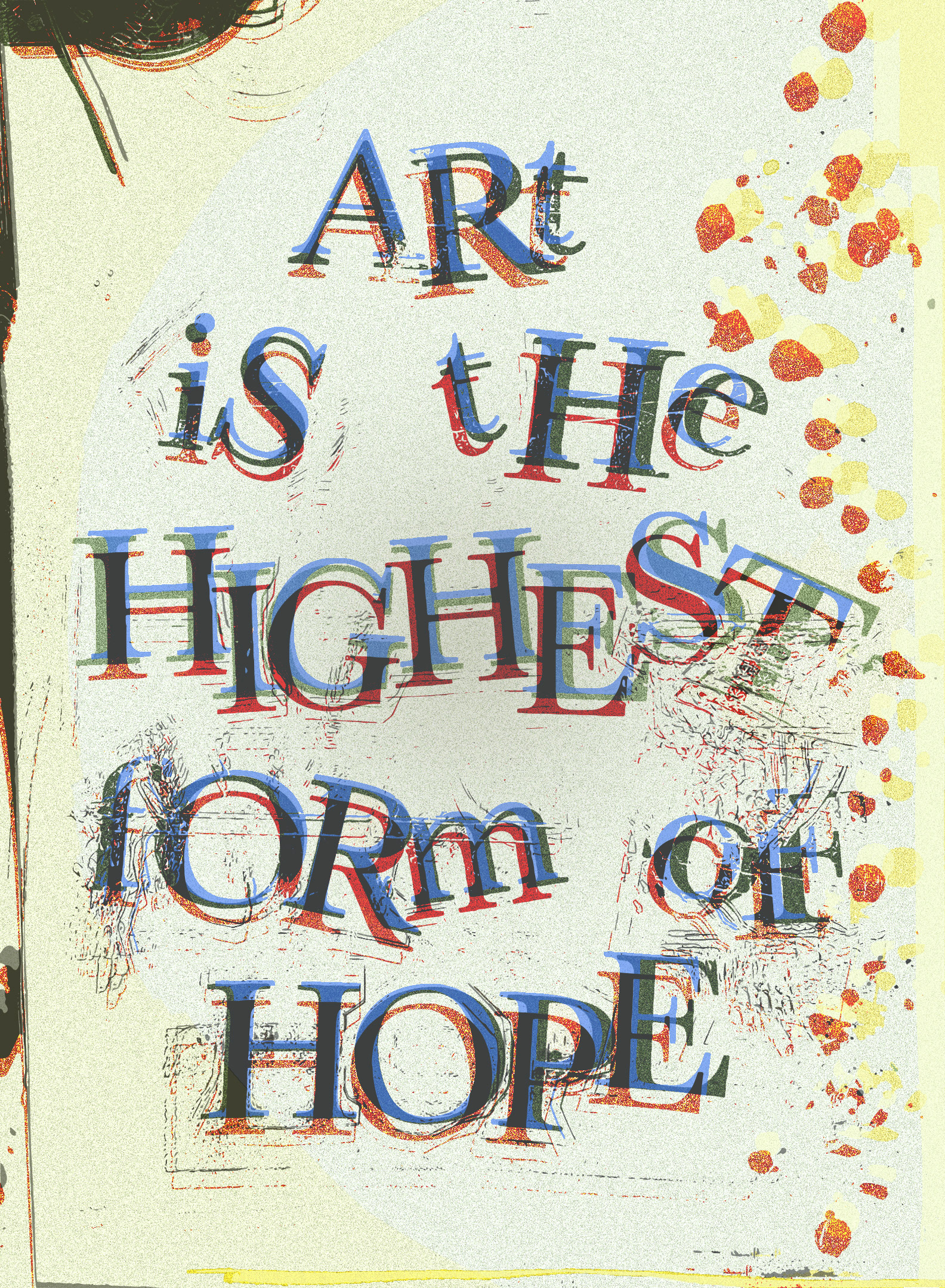 Physically distorting the typeface Baskerville through an analog/digital process.