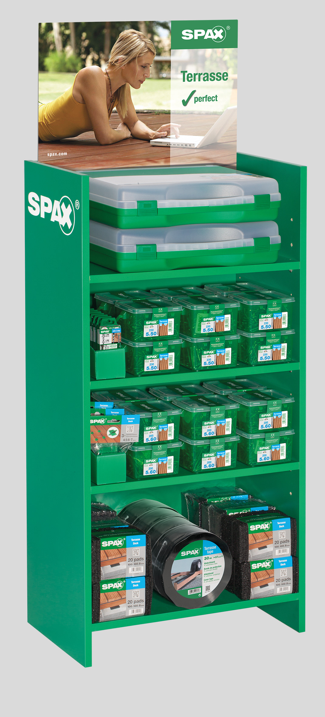 Display für Terrassenschrauben mit Headboard