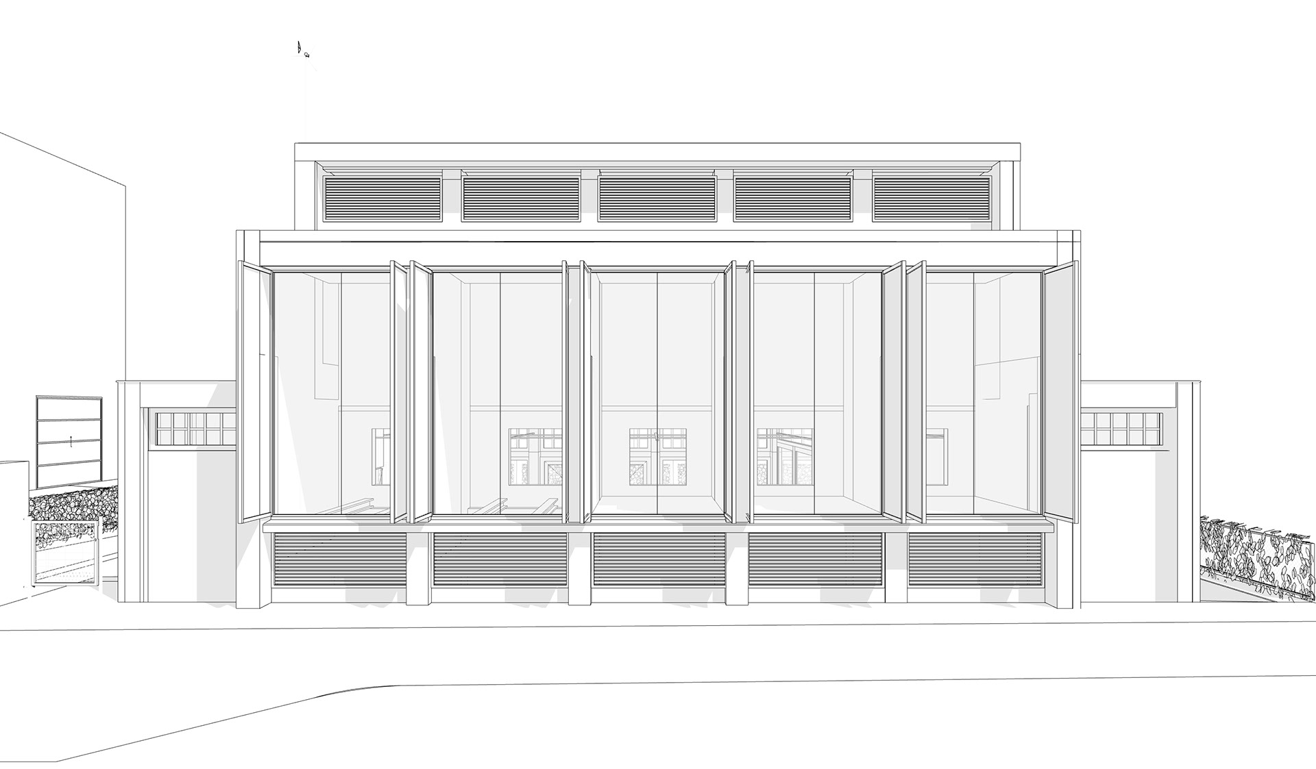 Weergave van het trafo huis. Een industrieel pand wat tijdens de textiel tijd in Enschede gebruikt werd om de elektriciteitsvoorziening te verzorgen van een aantal om liggende fabrieken