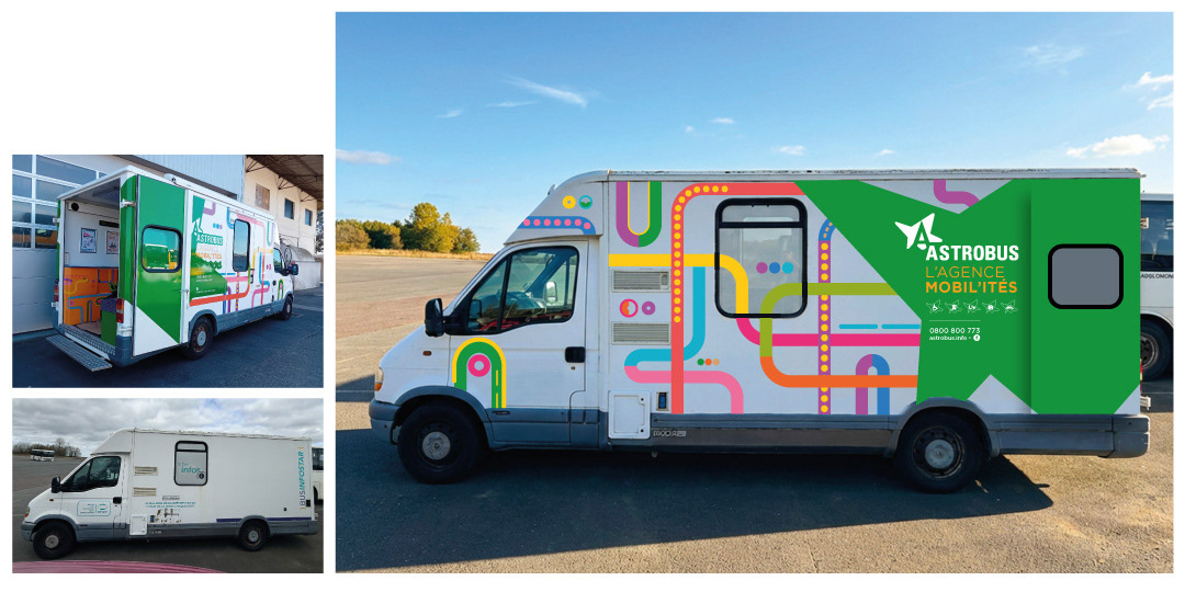 photos avant après du profil de l'agence mobile d'Astrobus