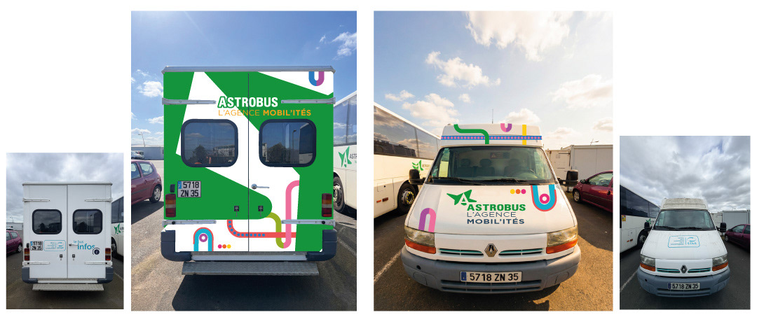 photos avant après de l'avant et de l'arrière de l'agence mobile d'Astrobus
