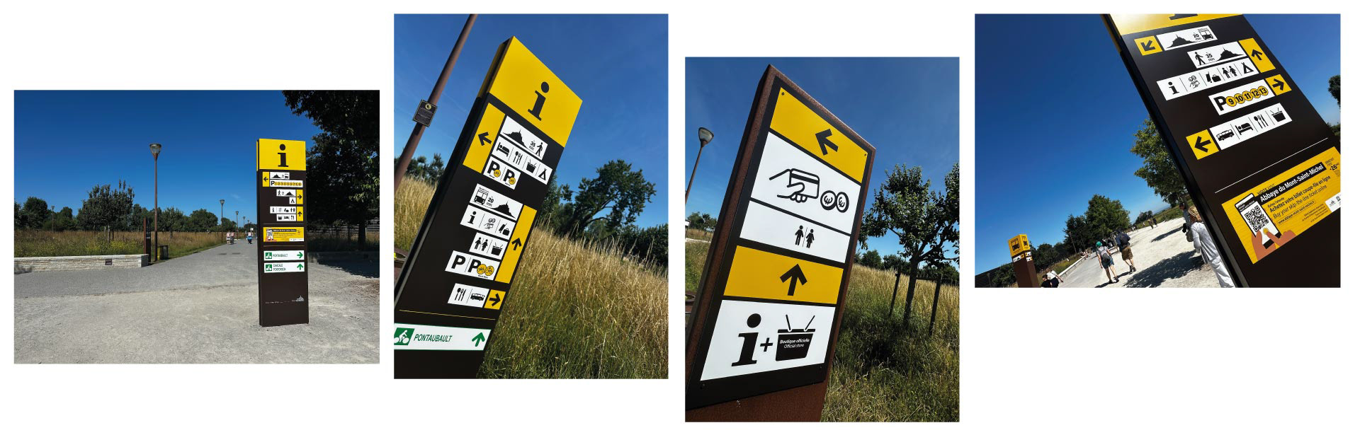 quelques exemples des totems des espaces de stationnement du mont-saint-michel