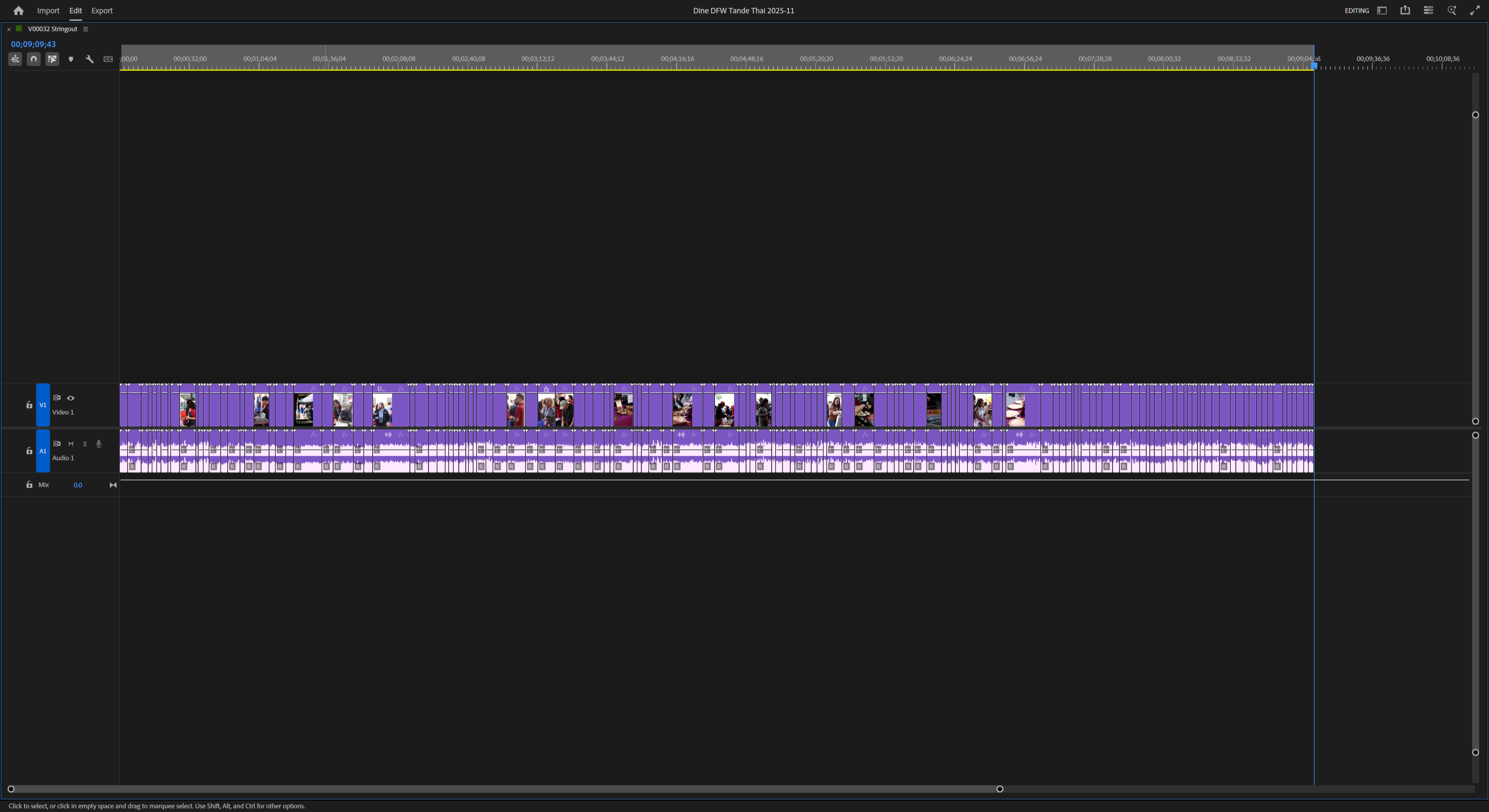 Stringout of media assets