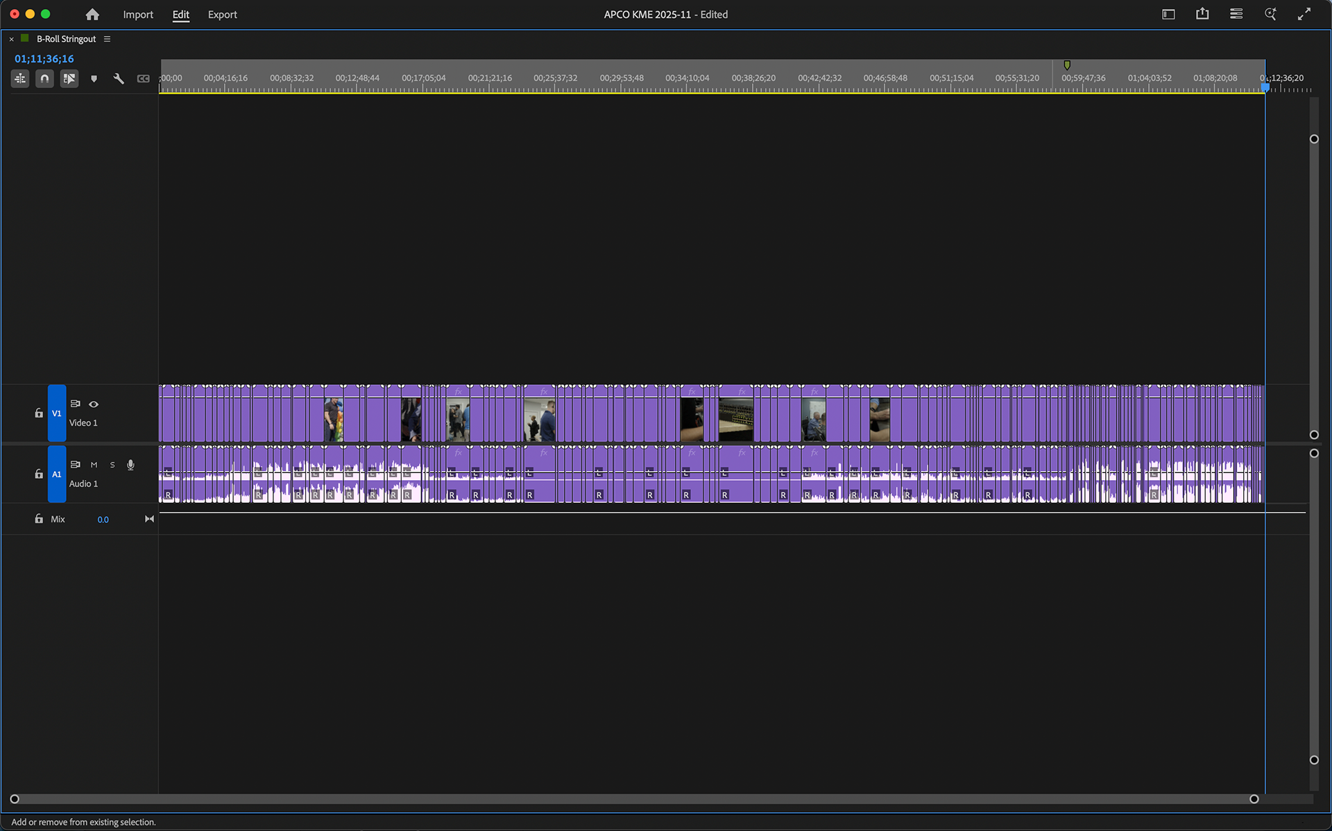 Stringout of all b-roll media assets