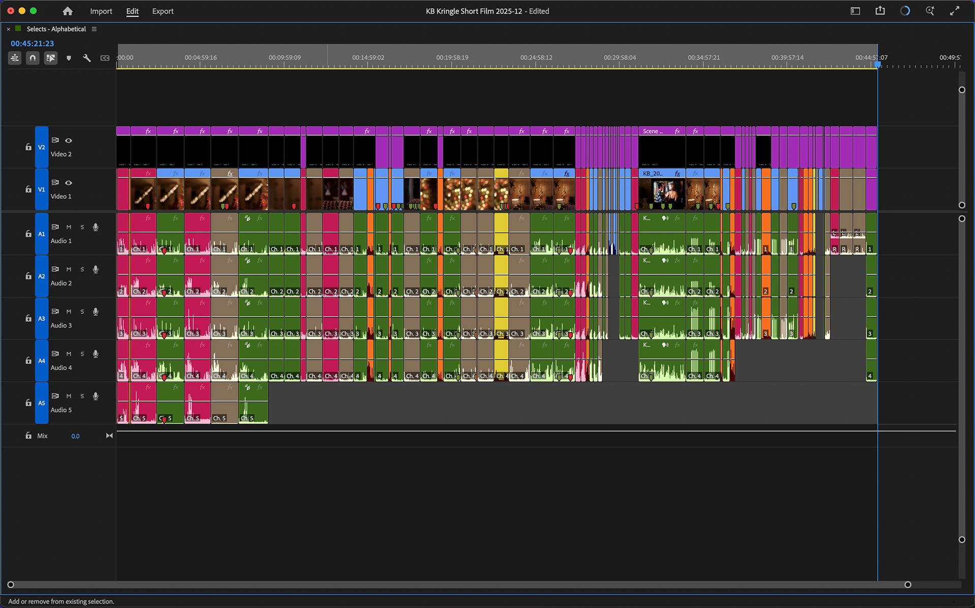 Selects Pass where clips are organized & categorized