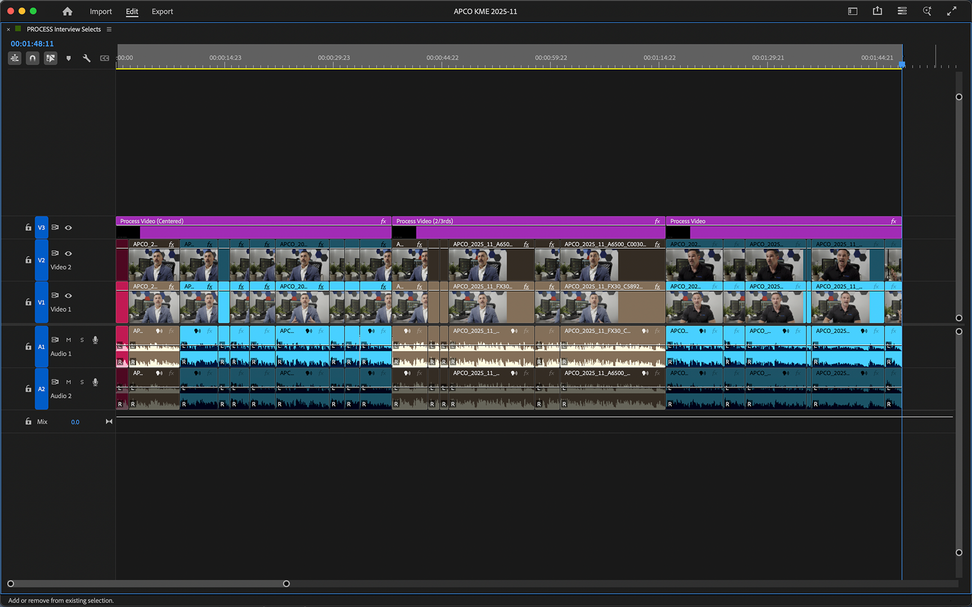 2nd Selects Pass of interview footage for PROCESS Video