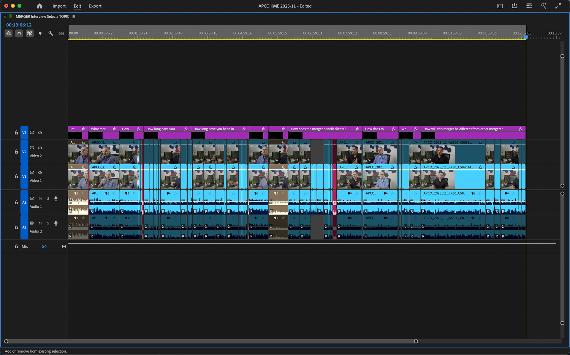 2nd Selects Pass for just MERGER Interview footage