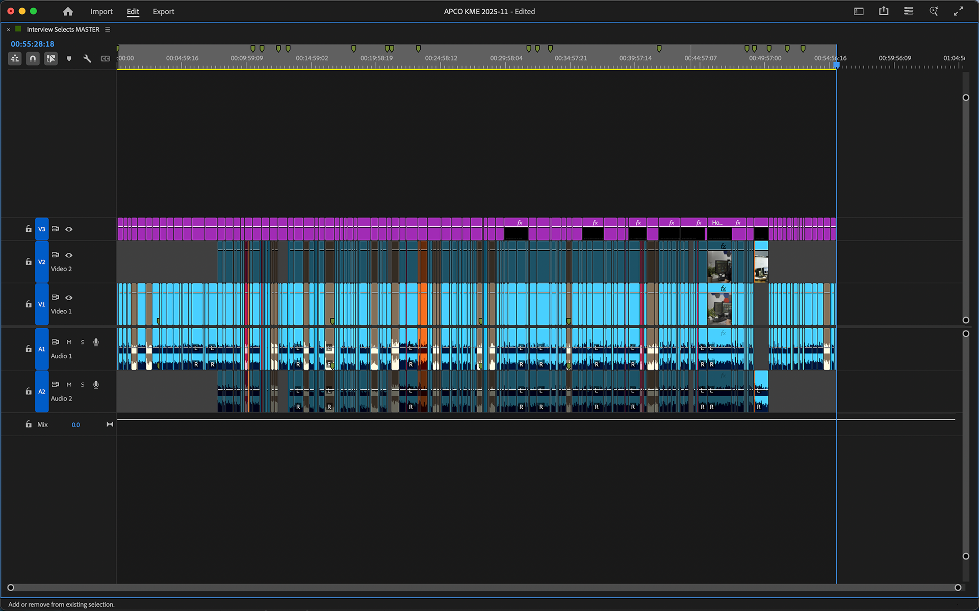 Selects Pass of all synced interview footage