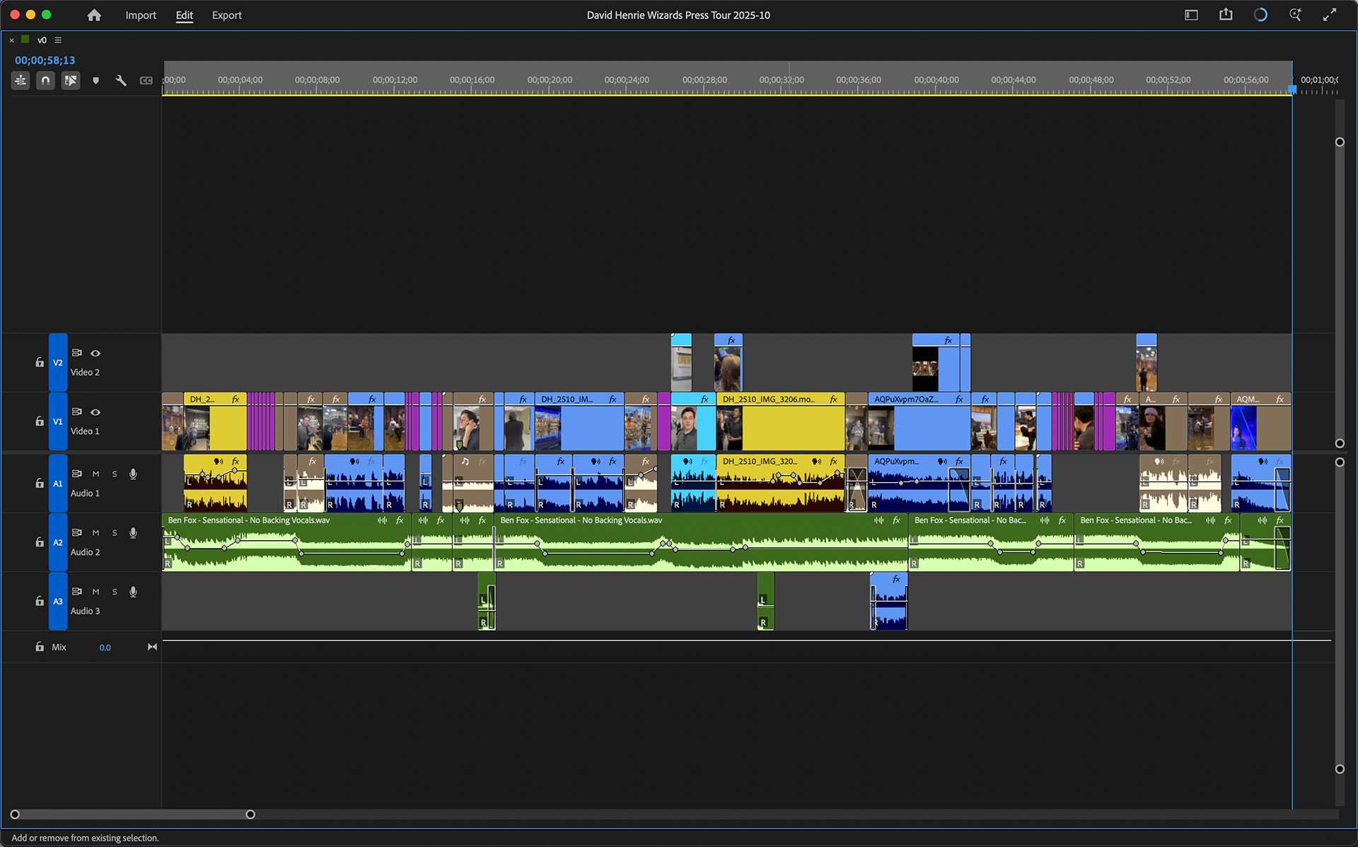 rough cut timeline (nailed it on the first go, david posted immediately with no revisions)
