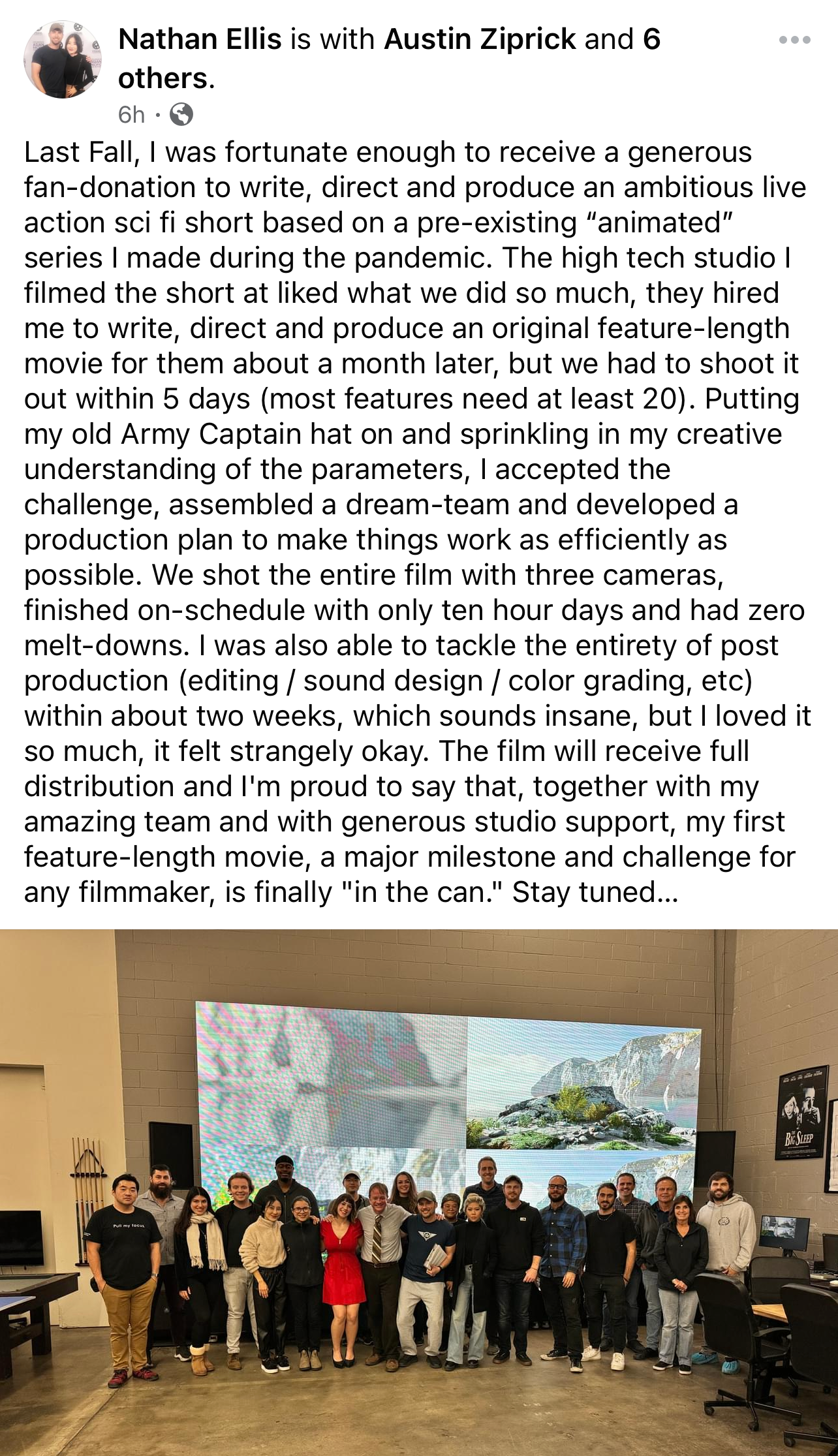 Nathan's Facebook Post