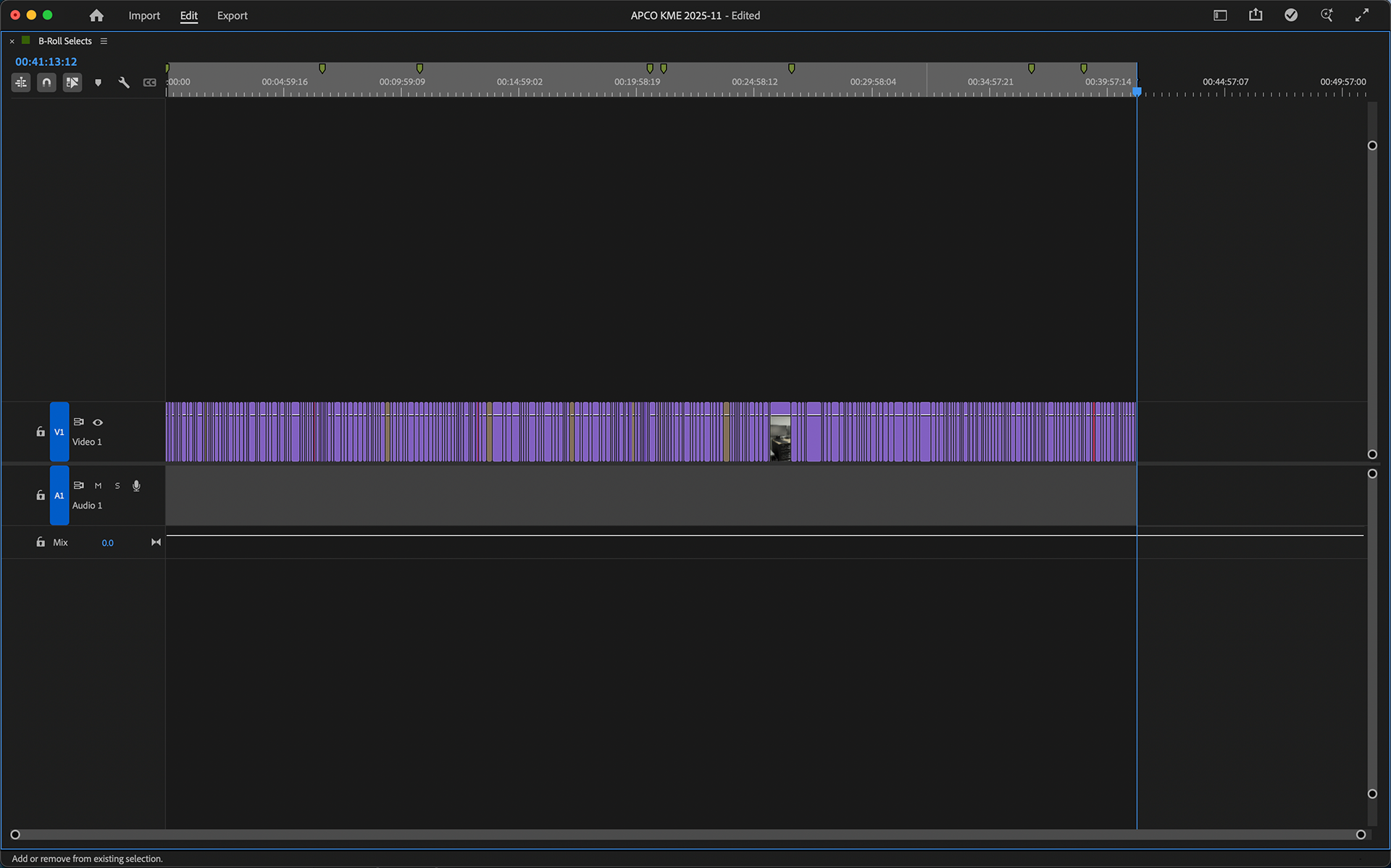  Selects Pass of all b-roll media assets (after nesting and slowing 60fps footage)