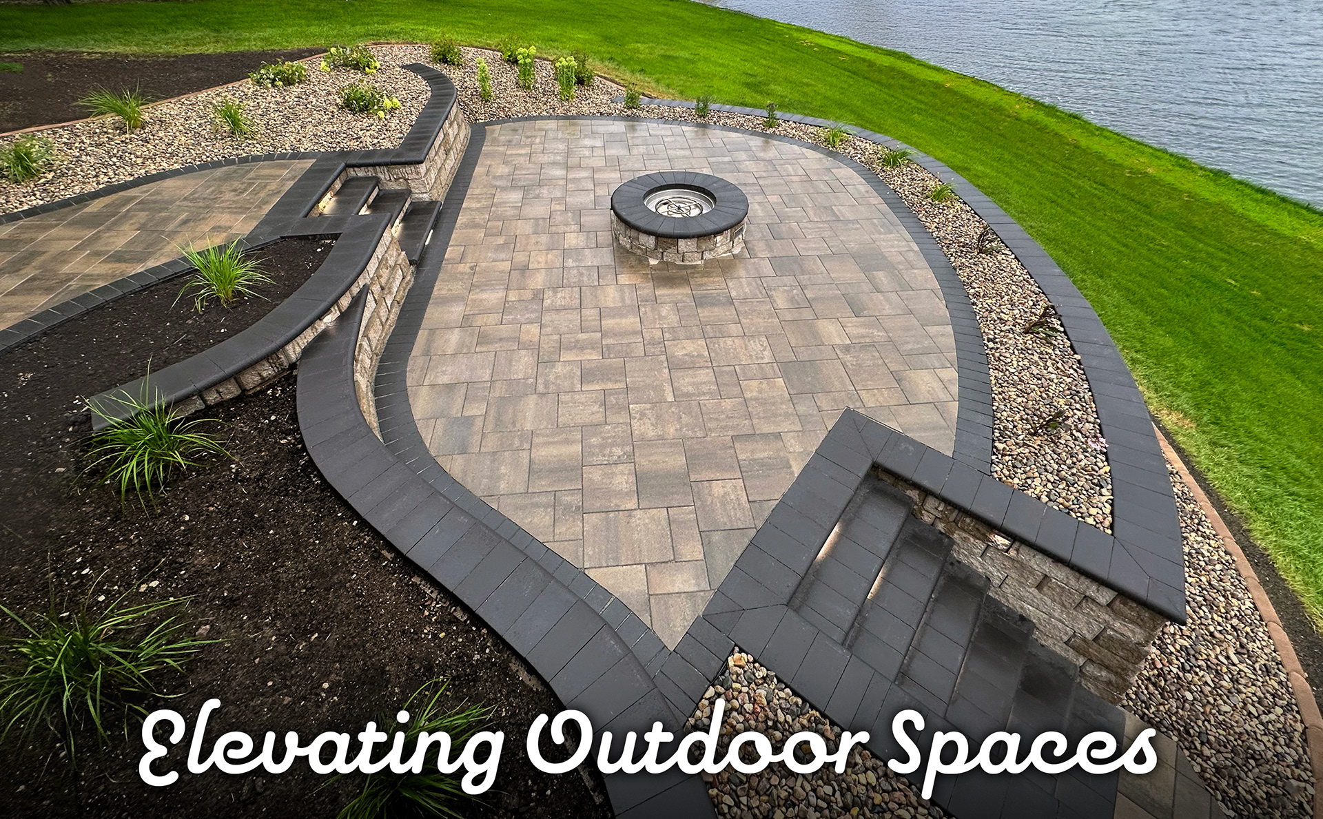 Landscape design by Dakotascape featuring a paver patio by Mina Lake in South Dakota
