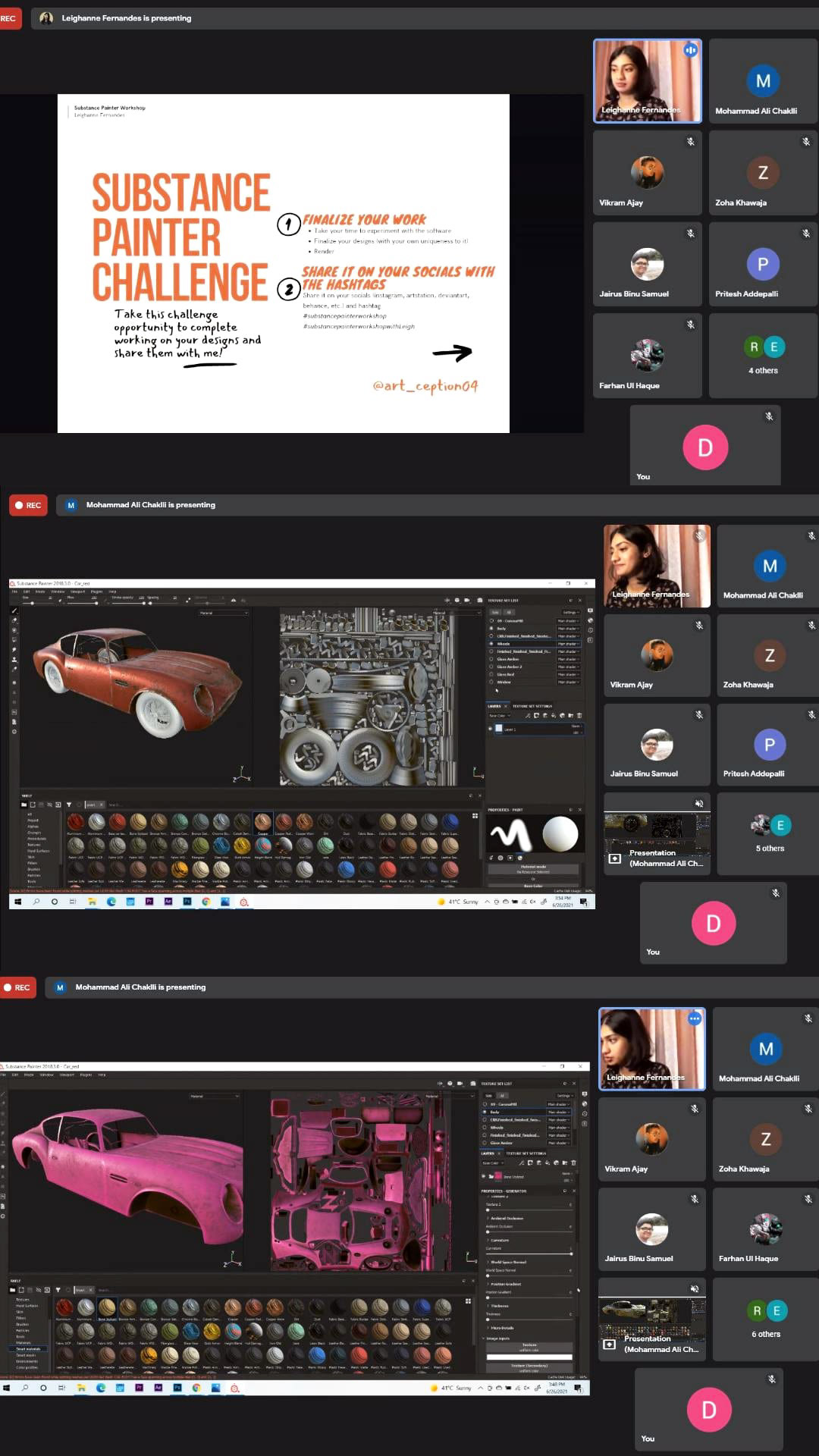 Screenshot images of the workshop