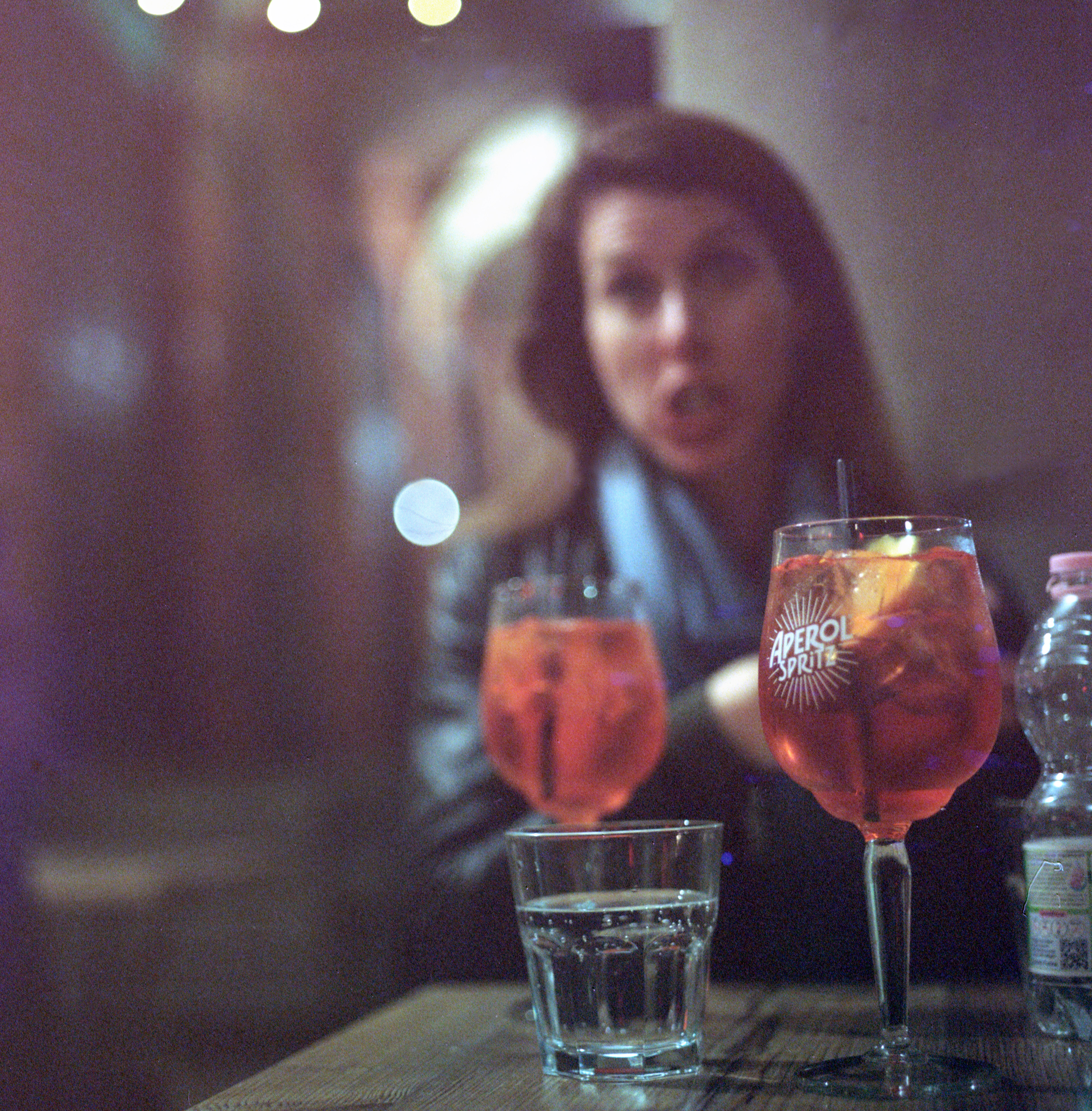 Aperol Sass... I mean, Spritz. Portra 800, 1/60, f/2.4