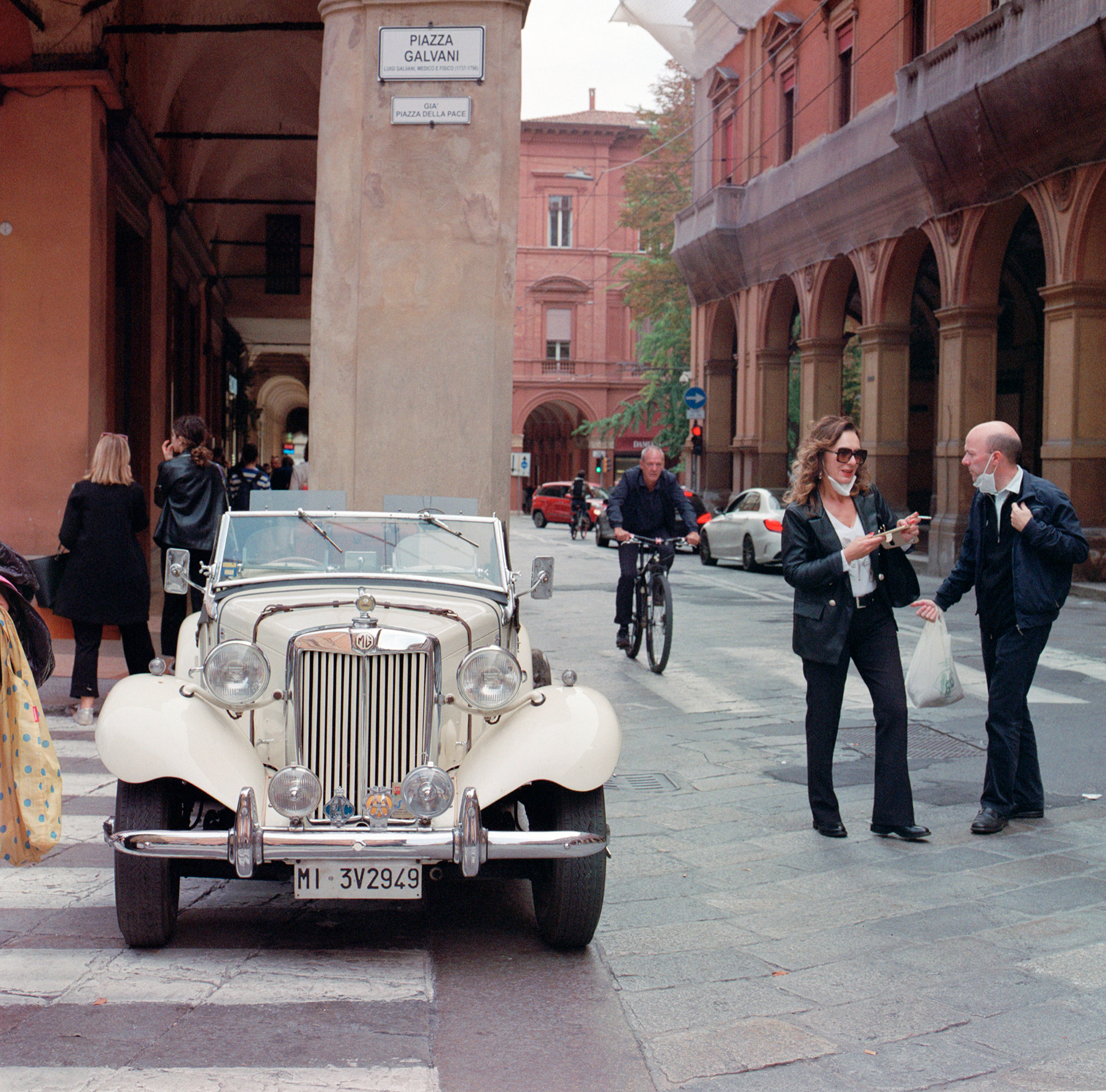 A perfectly maintained British MG sat in the main piazza ready for its portrait to be snapped