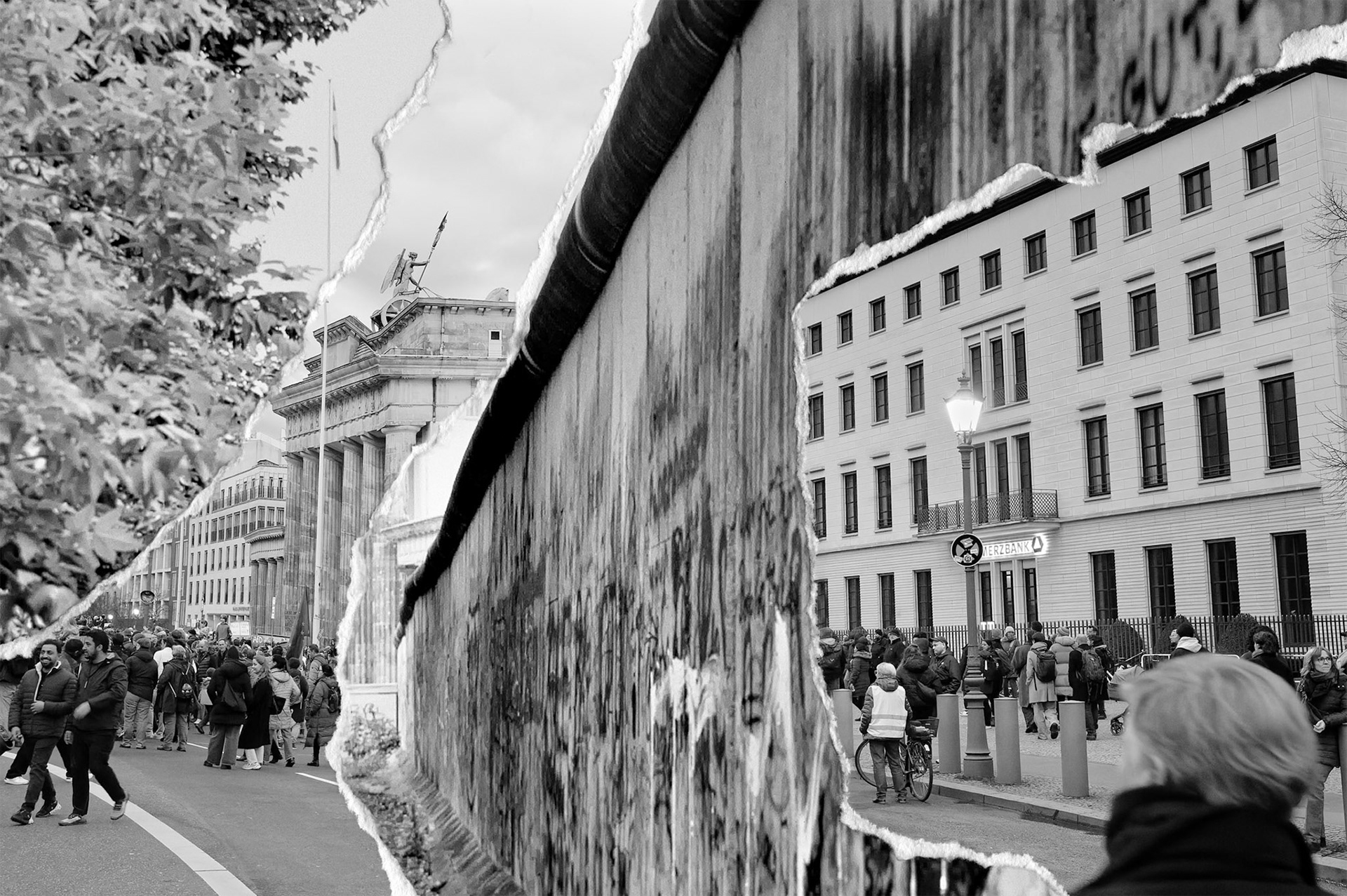 Border wall 75 south of the Brandenburg Gate, Berlin, 1989 - Historical source: Stiftung Berliner Mauer  (F-023363), photo:  Detlef Gallinge, CC BY-SA 4.0