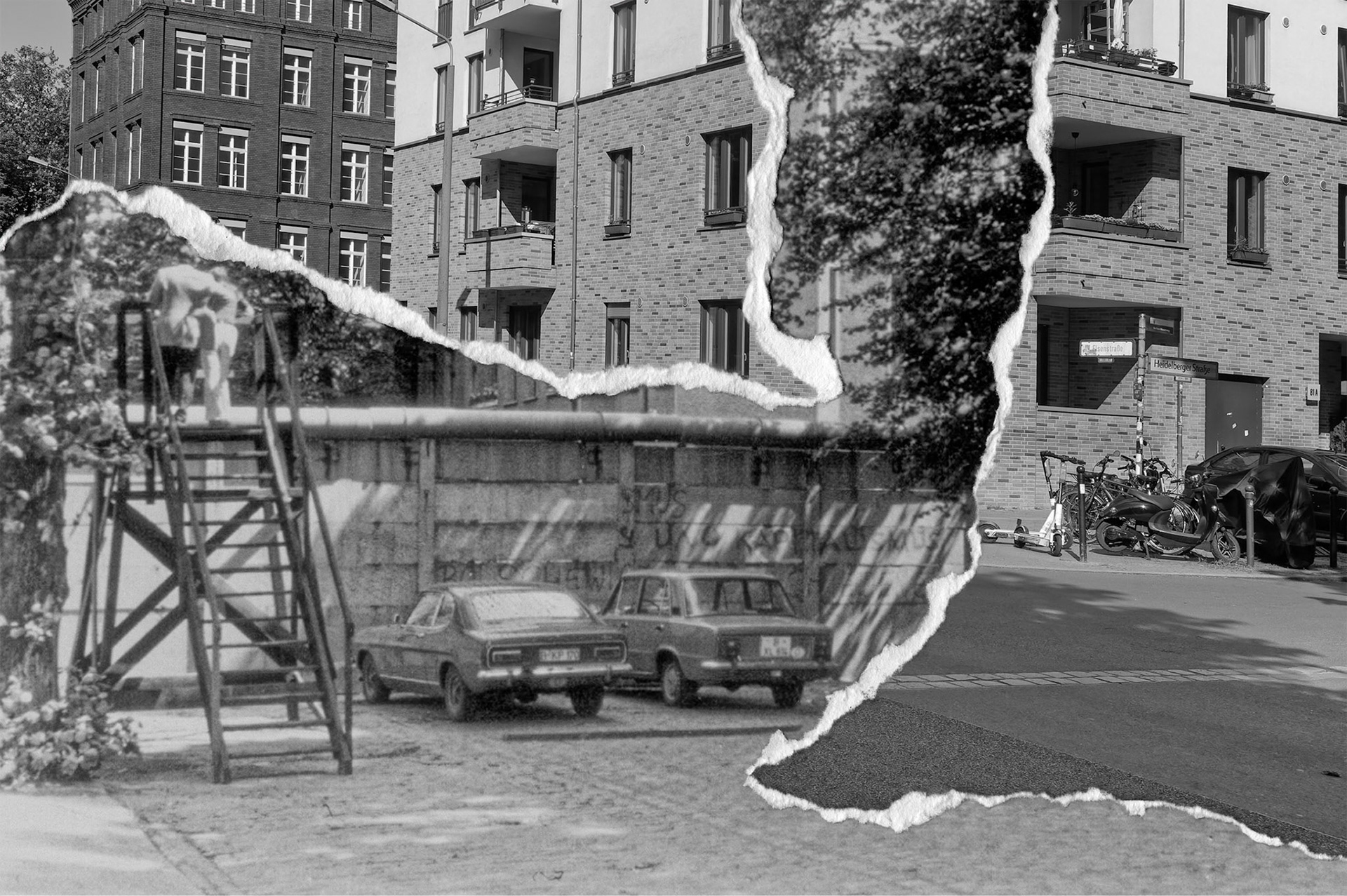 Viewing platform on Elsenstrasse, Berlin, 1974 - Historical source: Stiftung Berliner Mauer (F-021073), photo: Hans-Joachim Grimm, CC BY-SA 4.0
