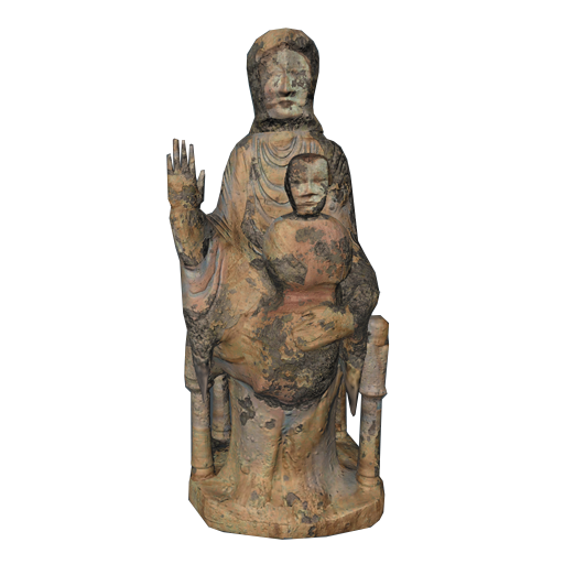 Damaged timber statue