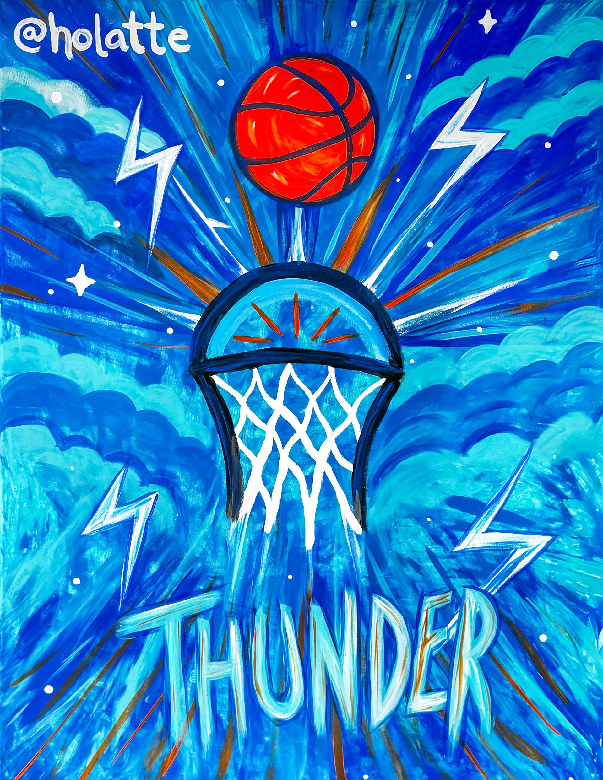 'Electric Hoops' - Live painting during Game 5 of the 2025 NBA Western Conference Finals