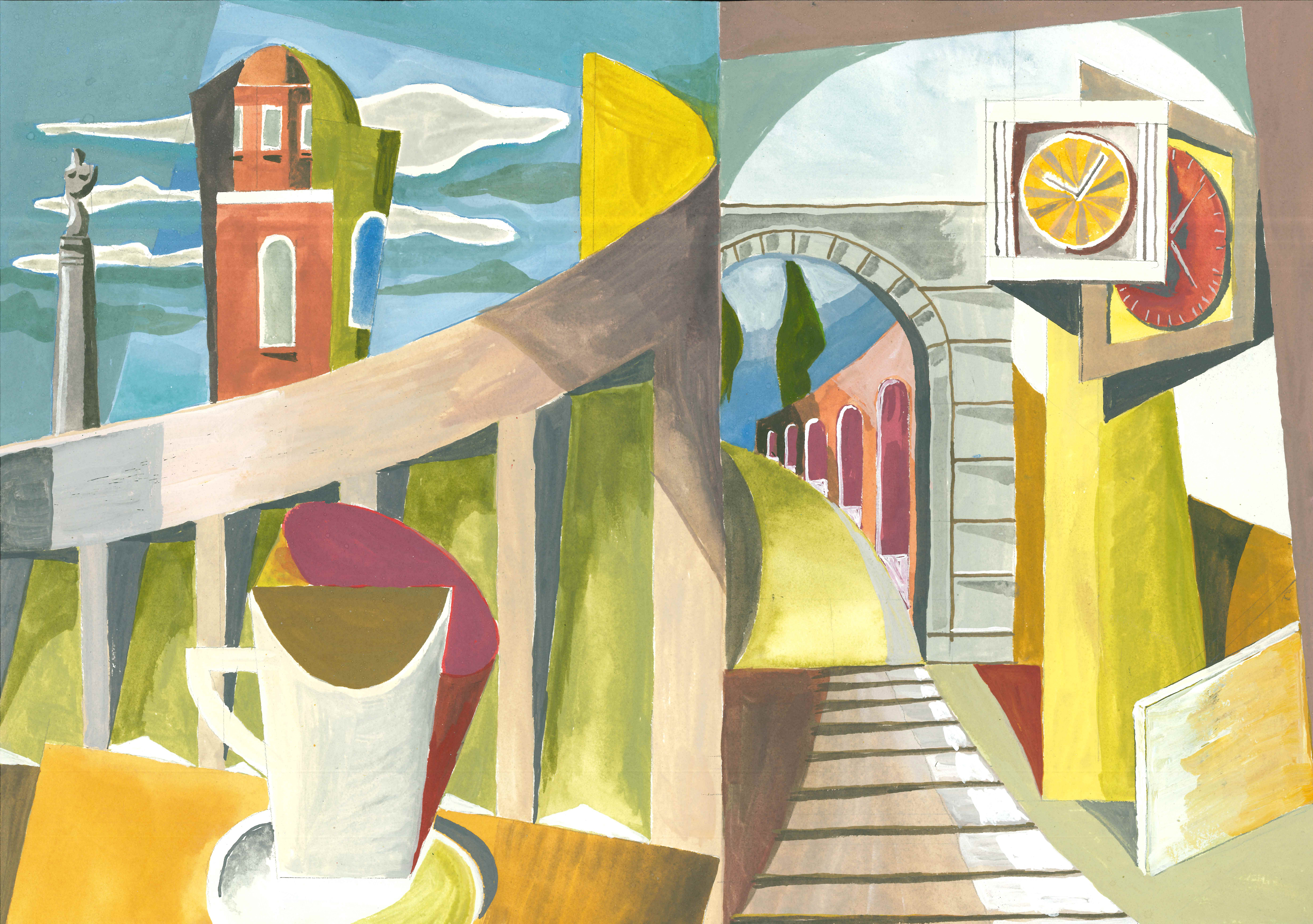 Udine Imagined 1. Gouache 42 x 30 cm 