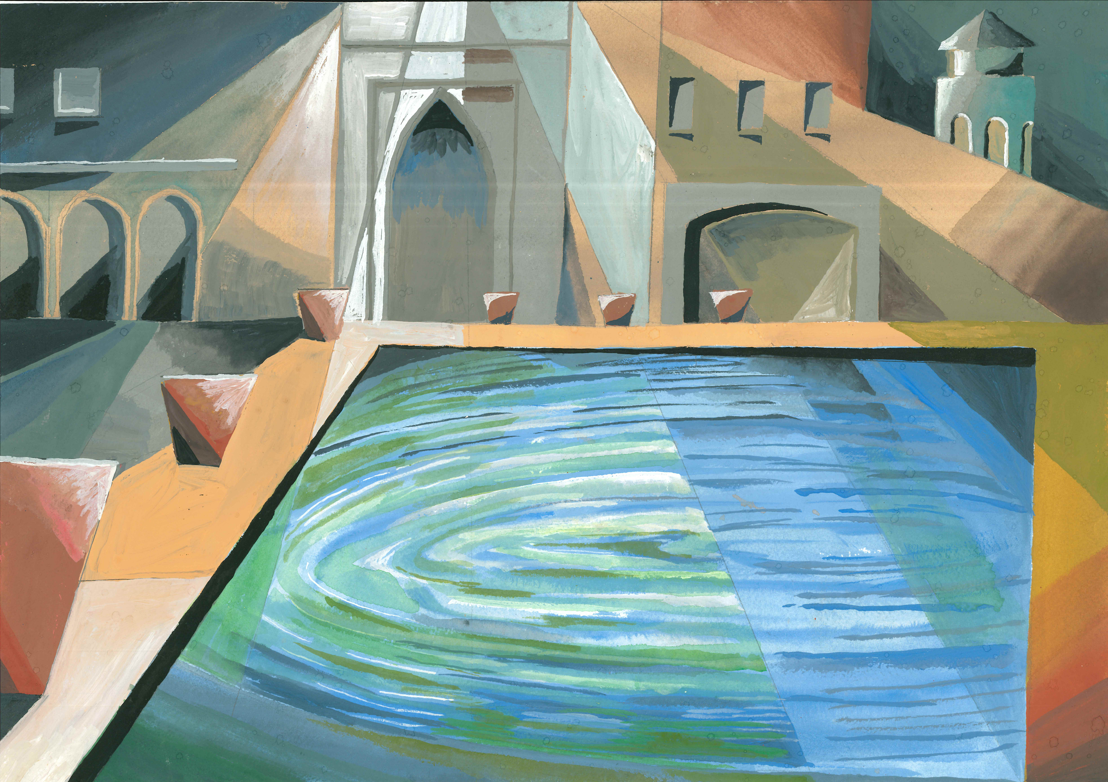 Pool. Gouache 42 x 30 cm 