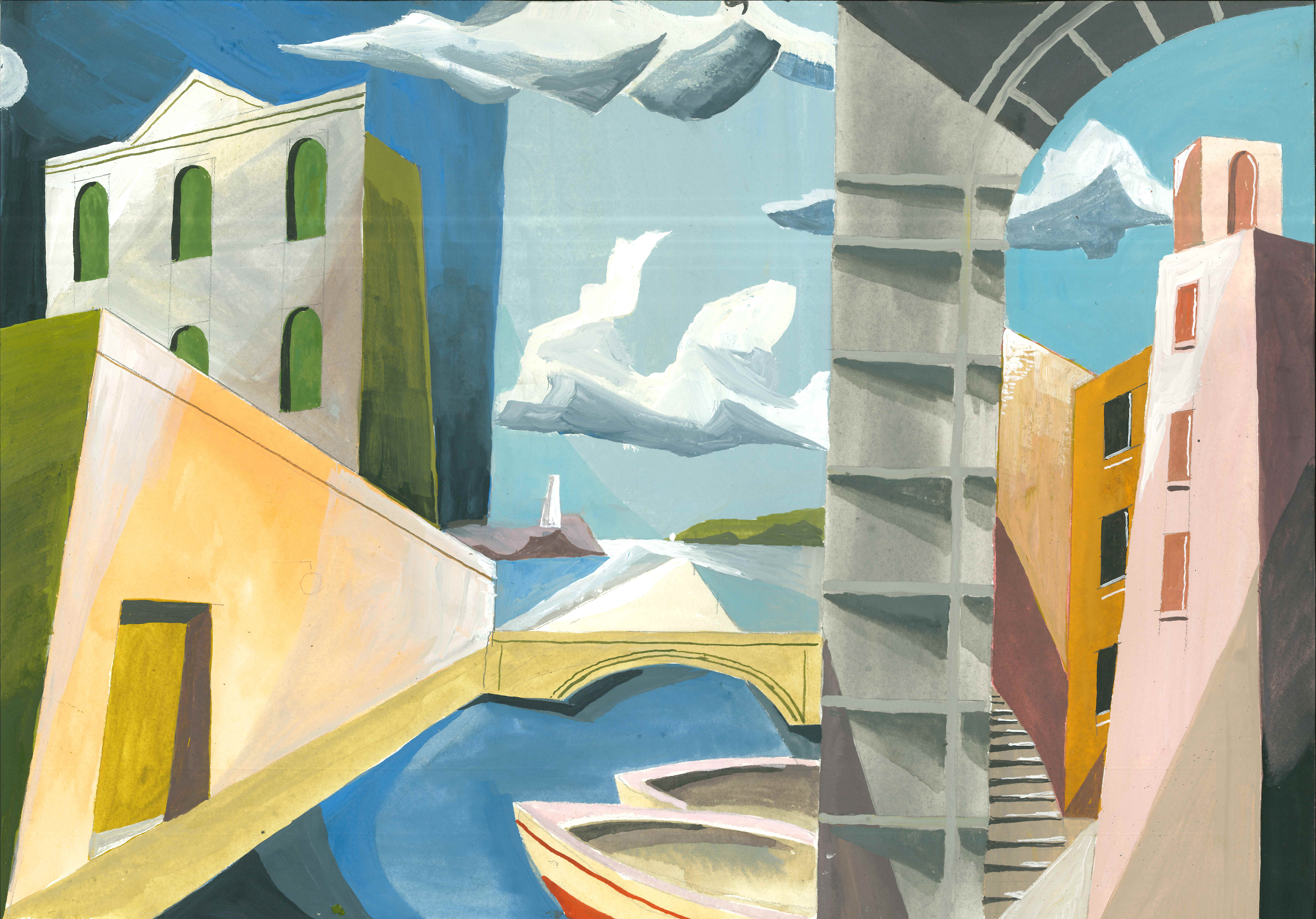 Trieste Imagined 1. Gouache 42 x 30 cm 
