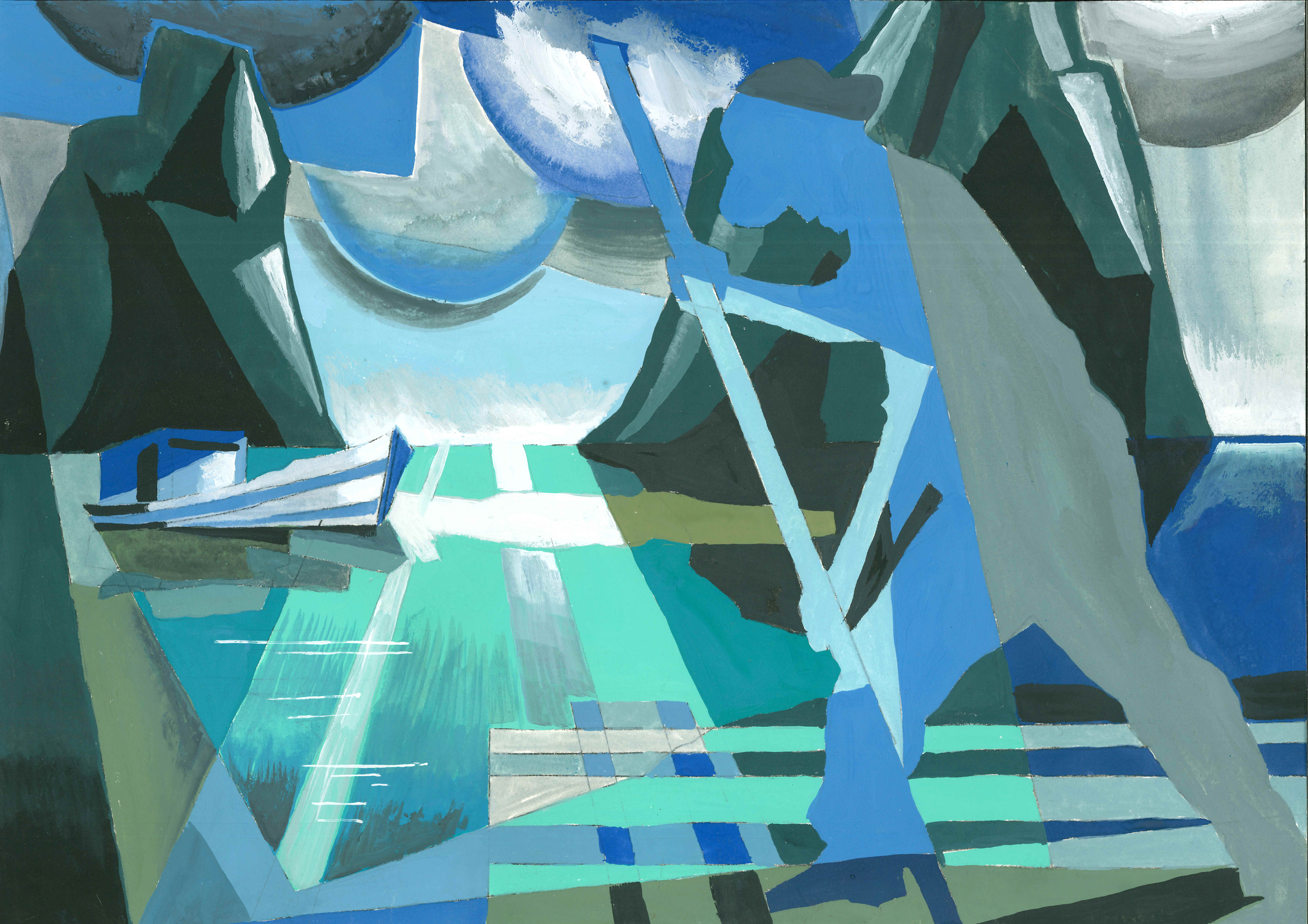 Cat Ba Laguna . Gouache .42 x 30 cms . 