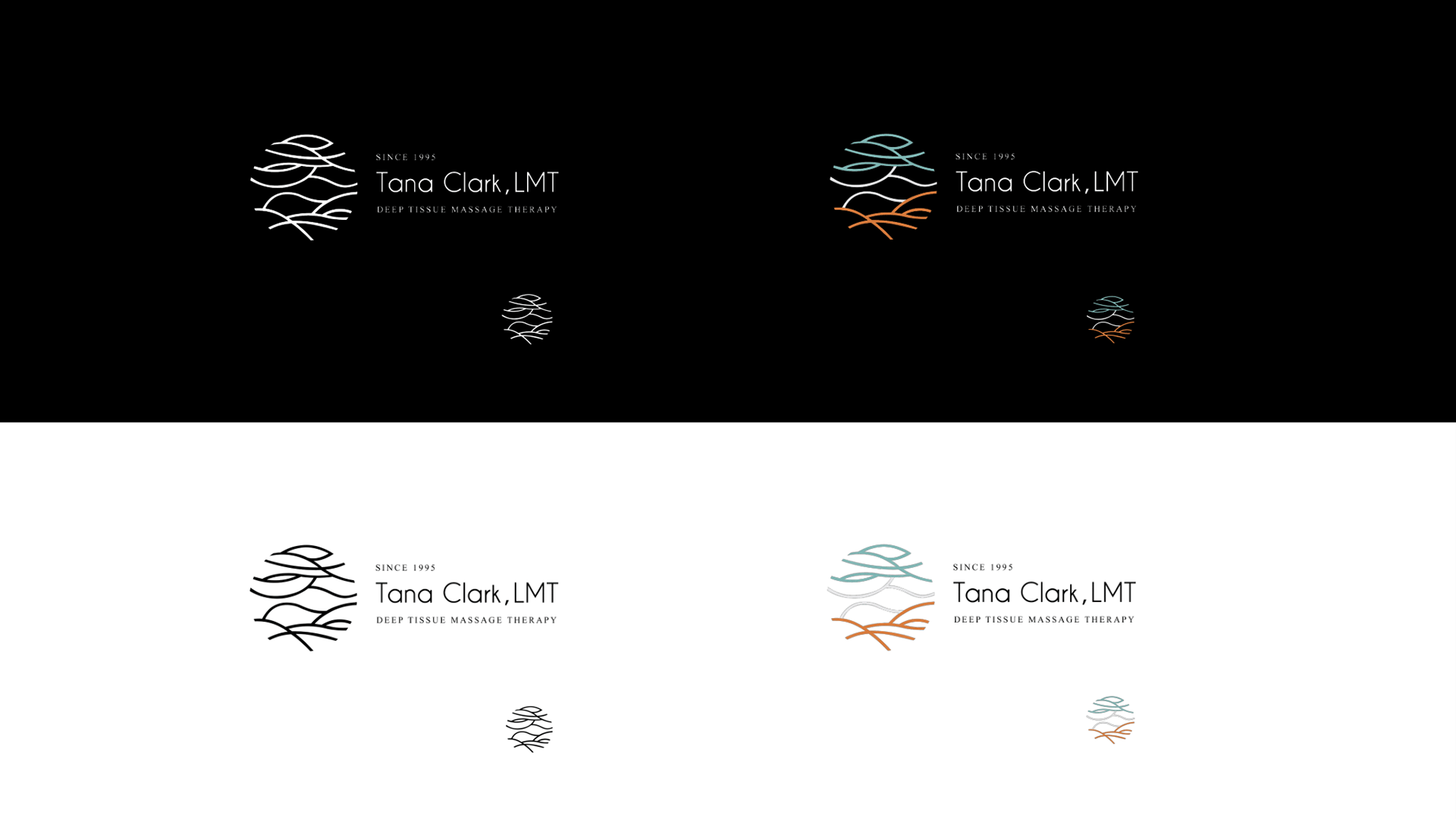 Massage Bend logo on different backgrounds