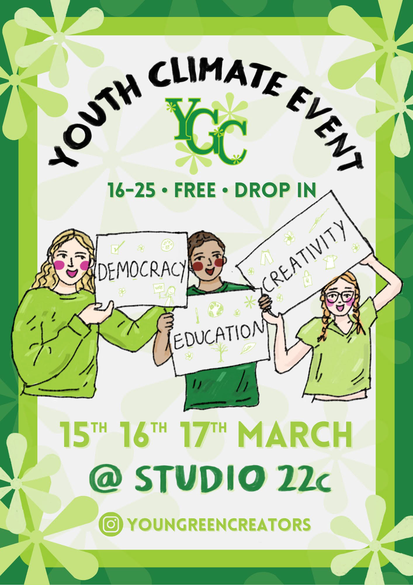 Poster for pop up youth climate event