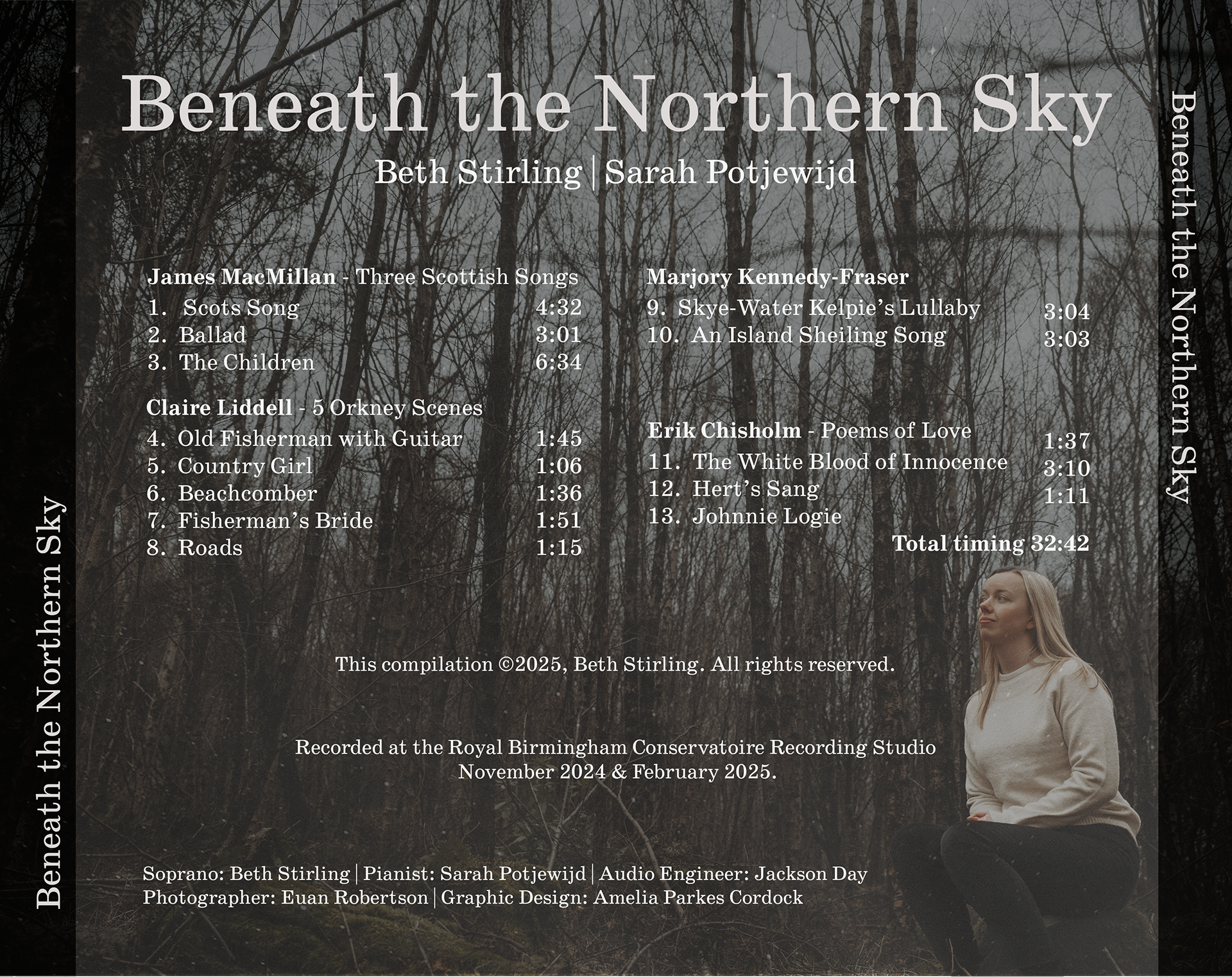Back of CD case for Beneath the Northern Sky