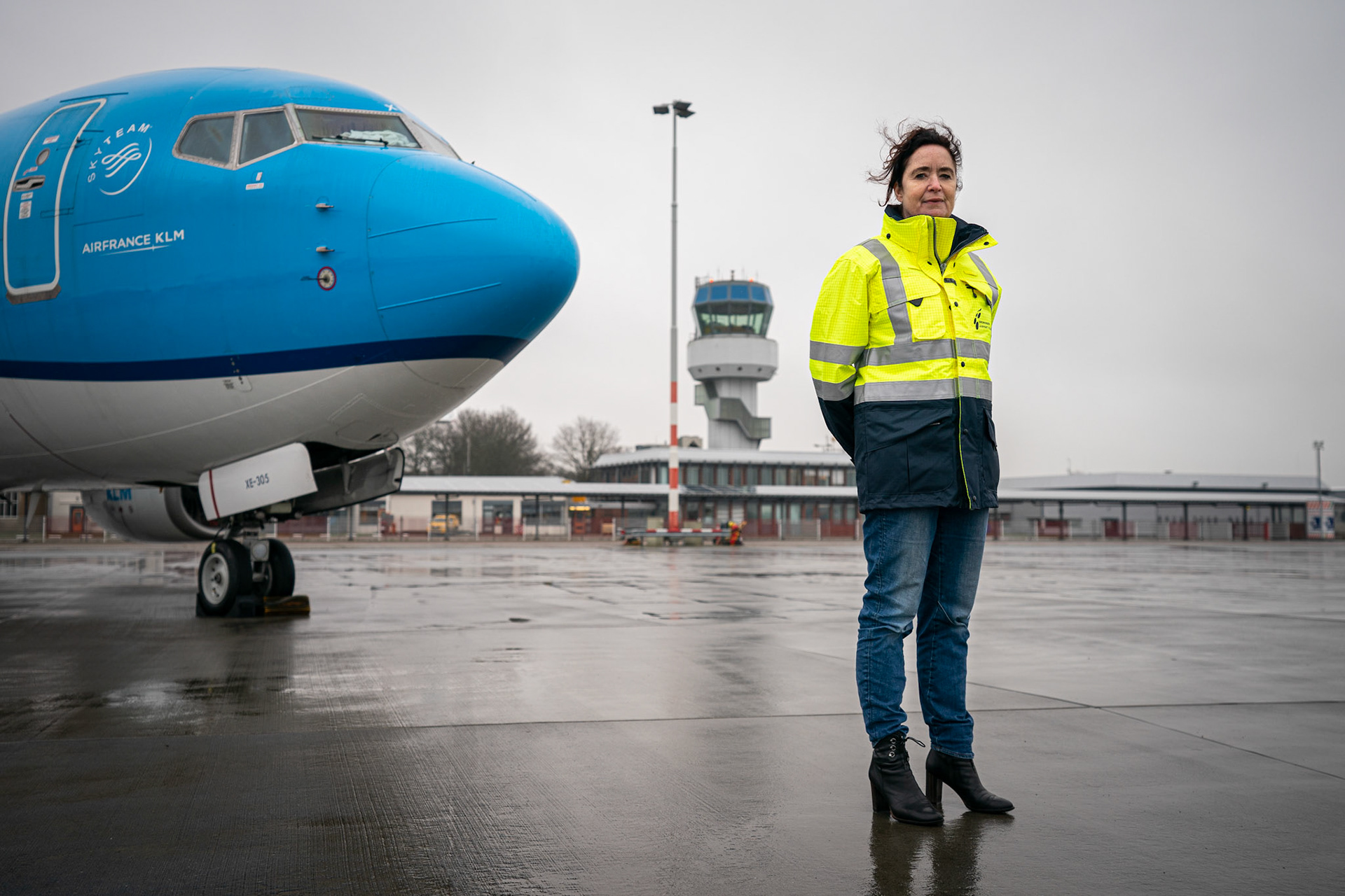 05-02-2021, Eelde: Meiltje de Groot, nieuw directeur Groningen Airport Eelde. Foto: JASPAR MOULIJN
