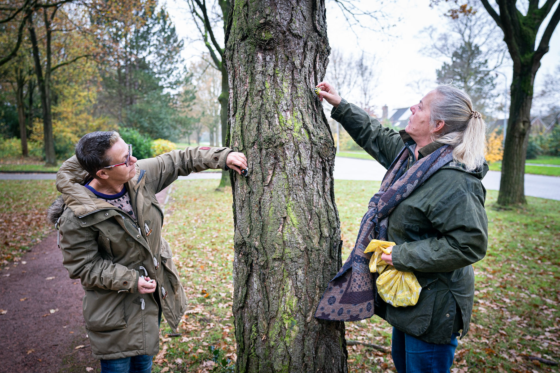 Vries: Tets Oldenburger en  Anita Dijkhuis zijn elke dag druk in de weer met het verstoppen van Happy Stones. JASPAR MOULIJN