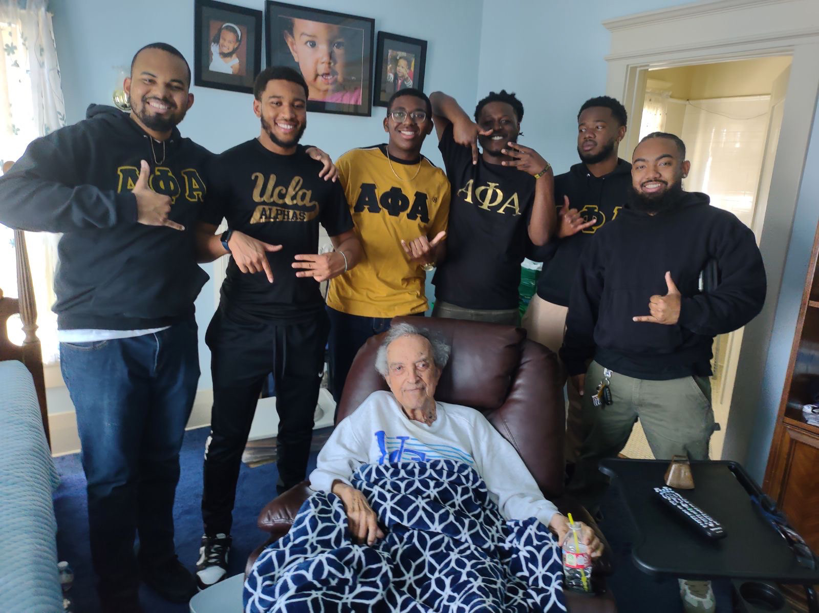 Gamma Xi Brothers with Most Noble Charter Member Brother Arthur A. Lewi