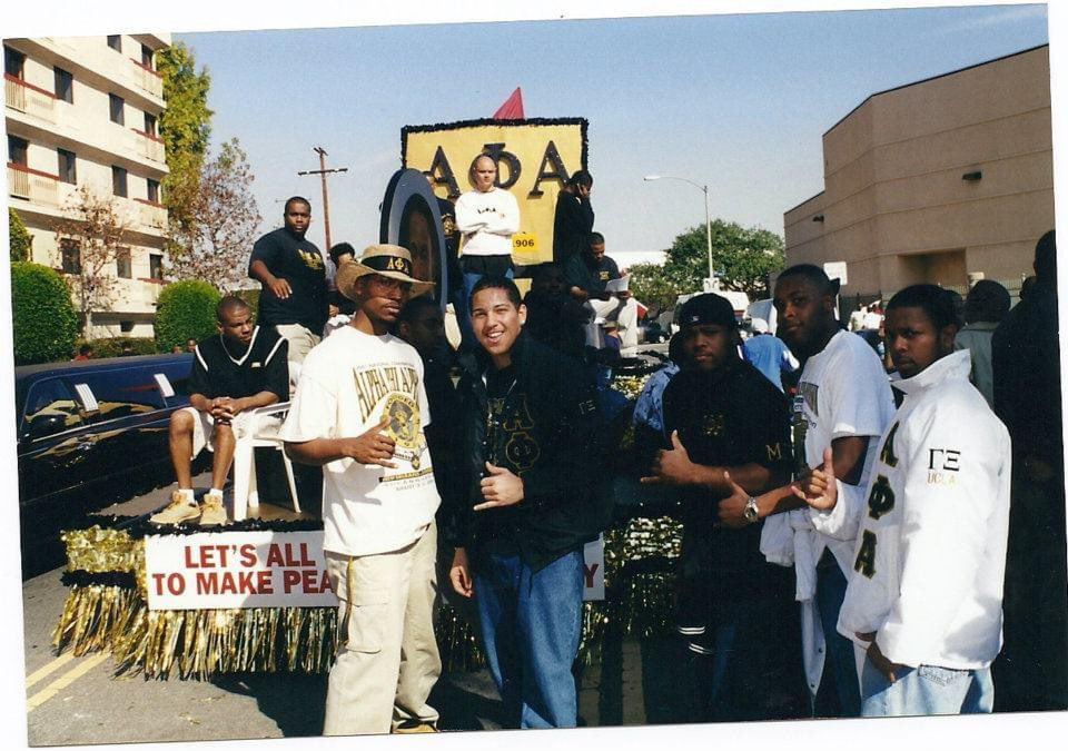 Gamma Xi in the Martin Luther King Parade in the early 2000s