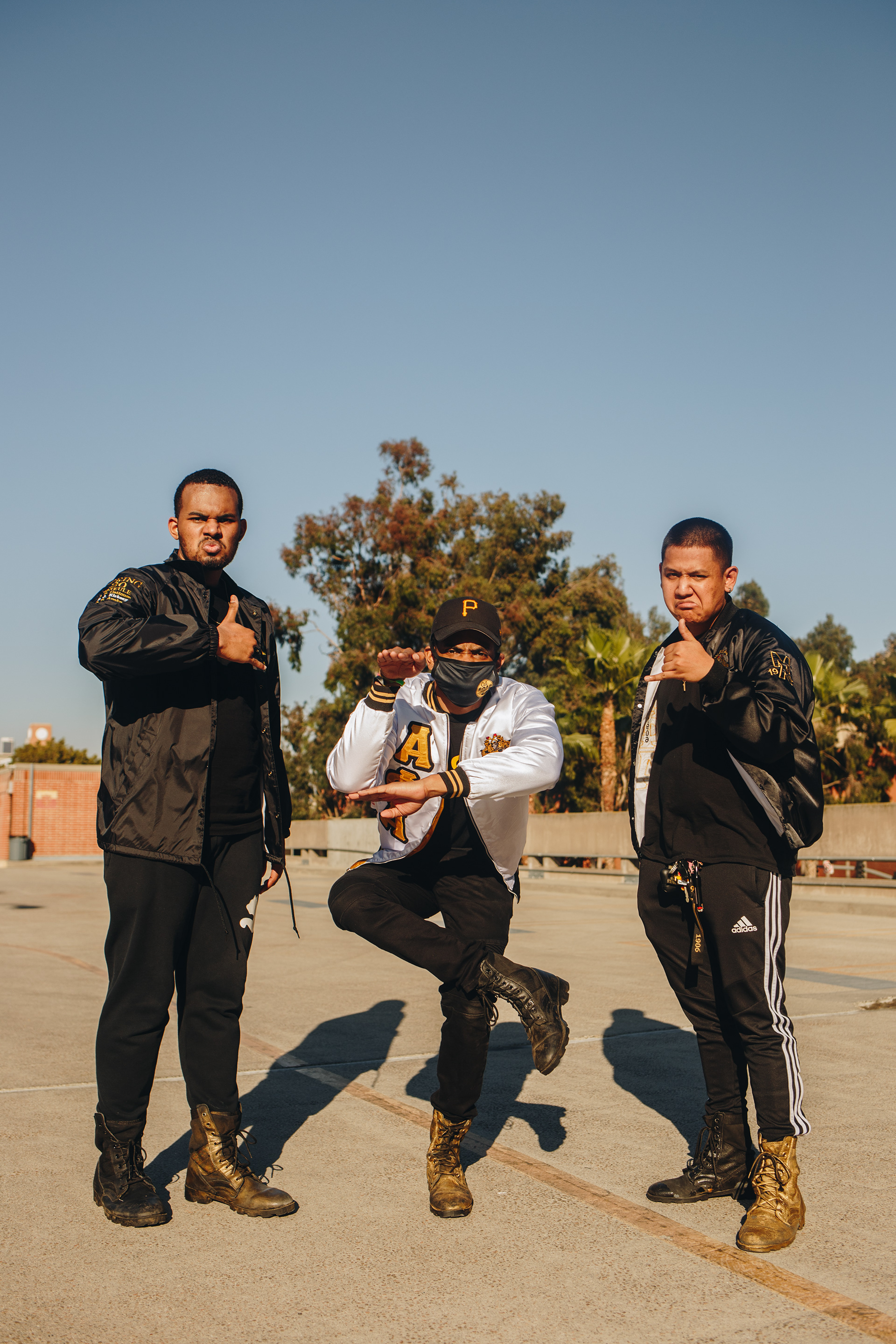 Brother Jeremy Kirksey joined by Brother Sarr (Mu Chi Chapter) and Brother Johnson (Mu Chi Chapter) at a step performance.