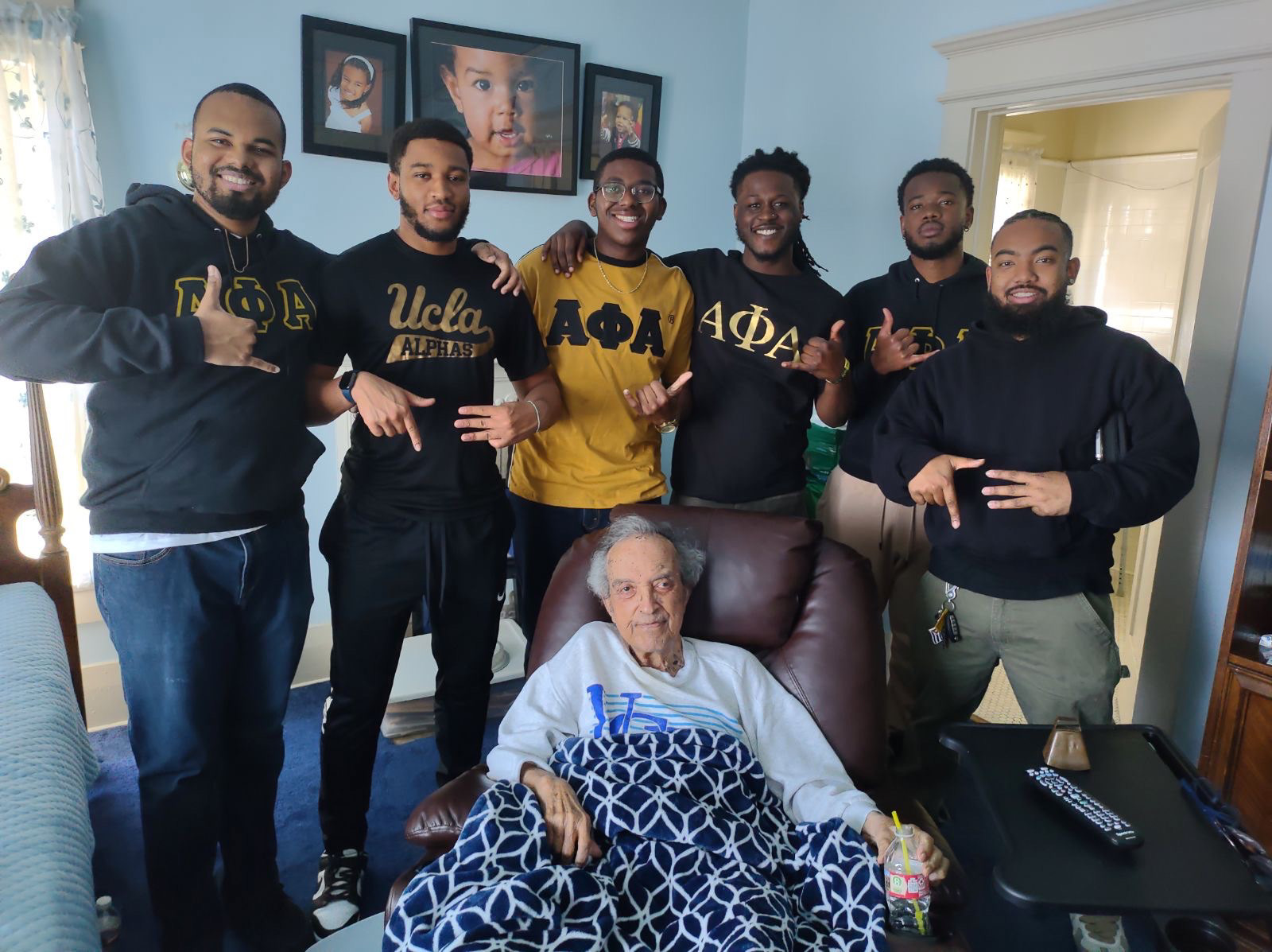Gamma Xi Brothers with Most Noble Charter Member Brother Arthur A. Lewi