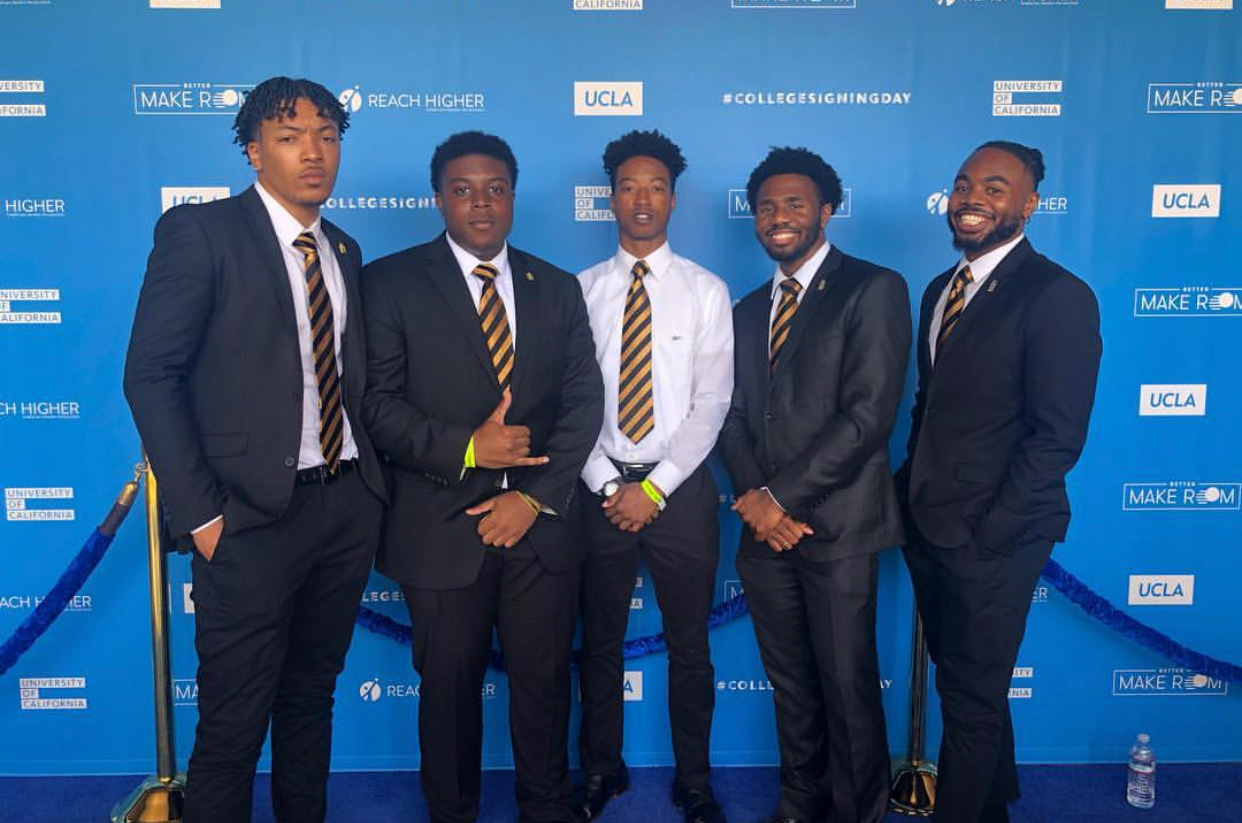 Brother Njoku, Akinrimisi, Bryant, Bell and Jones at the 2019 National College Signing Day hosted at UCLA.