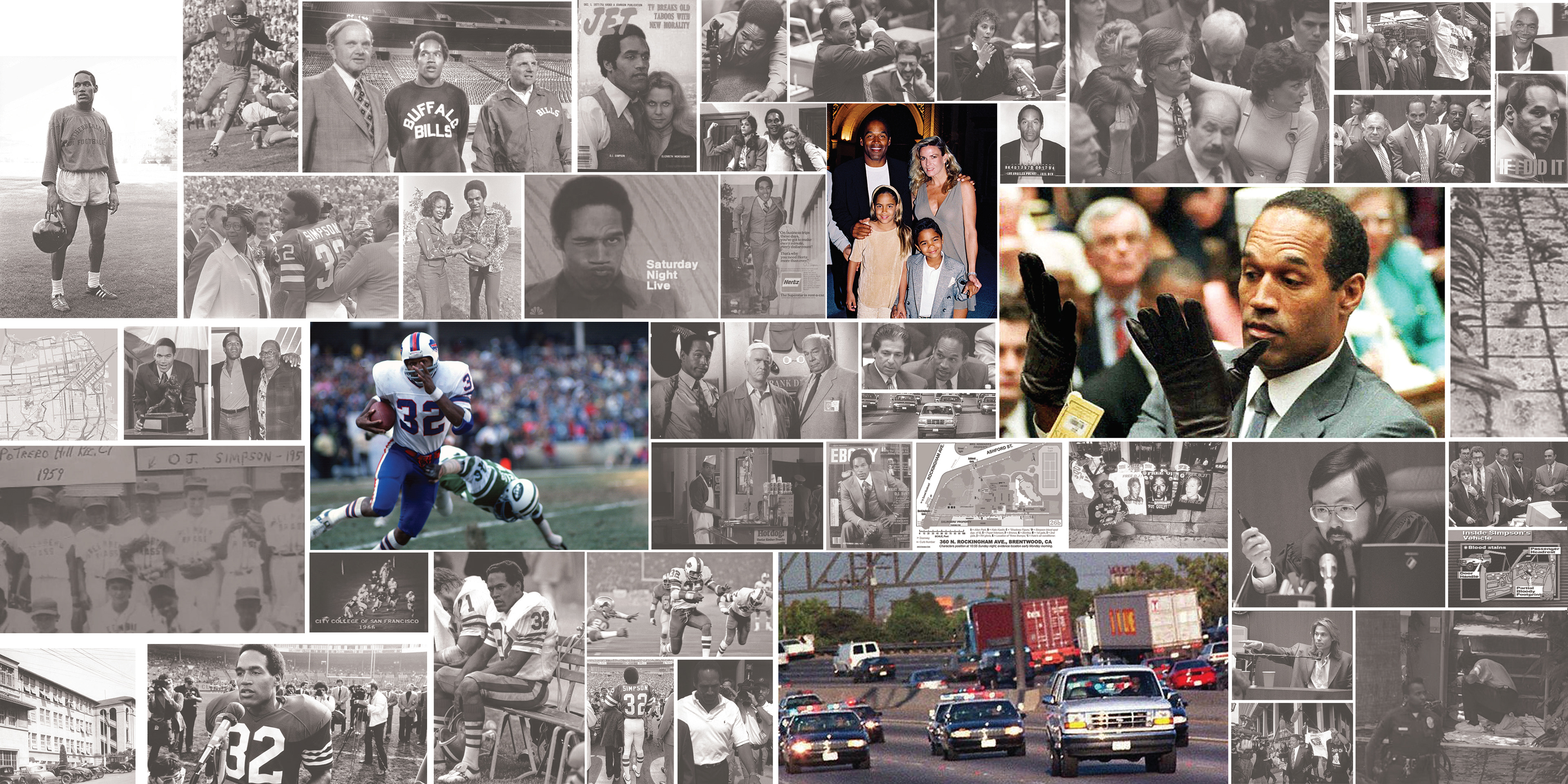 Visual timeline of O.J.'s early life, football career, and murder trial