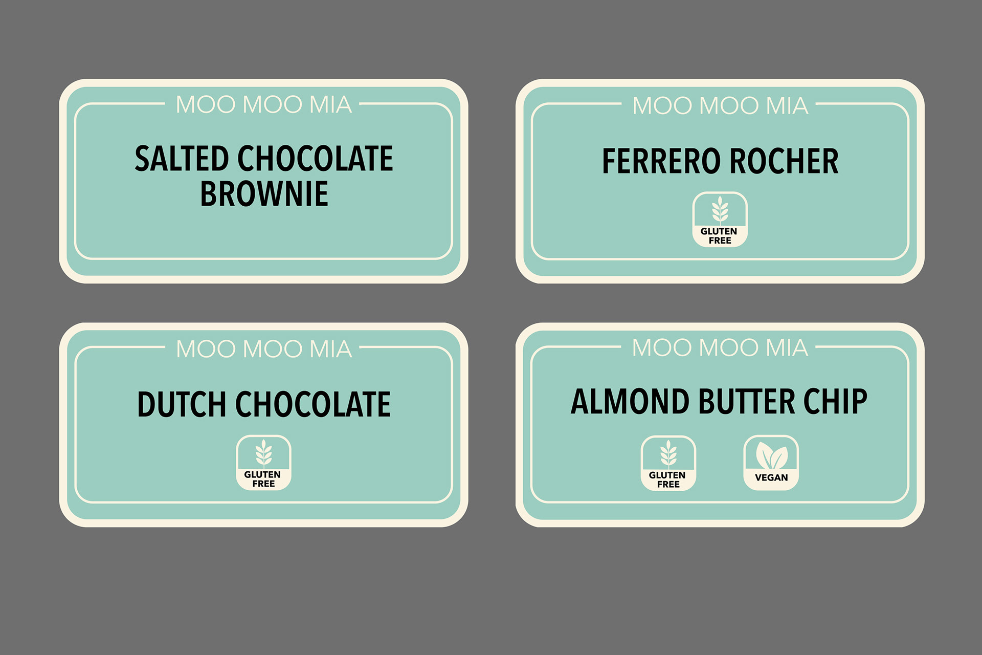 Flavor placards for ice cream