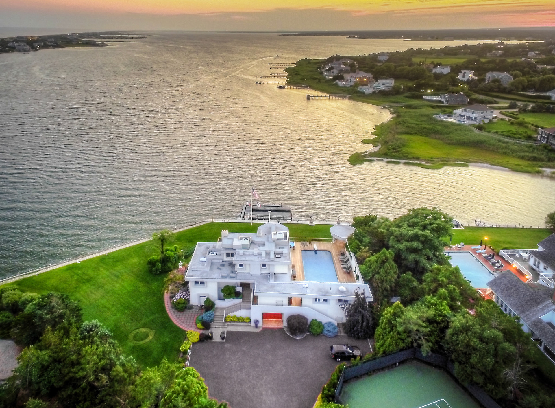 Aerial drone imaging of home on Long Island