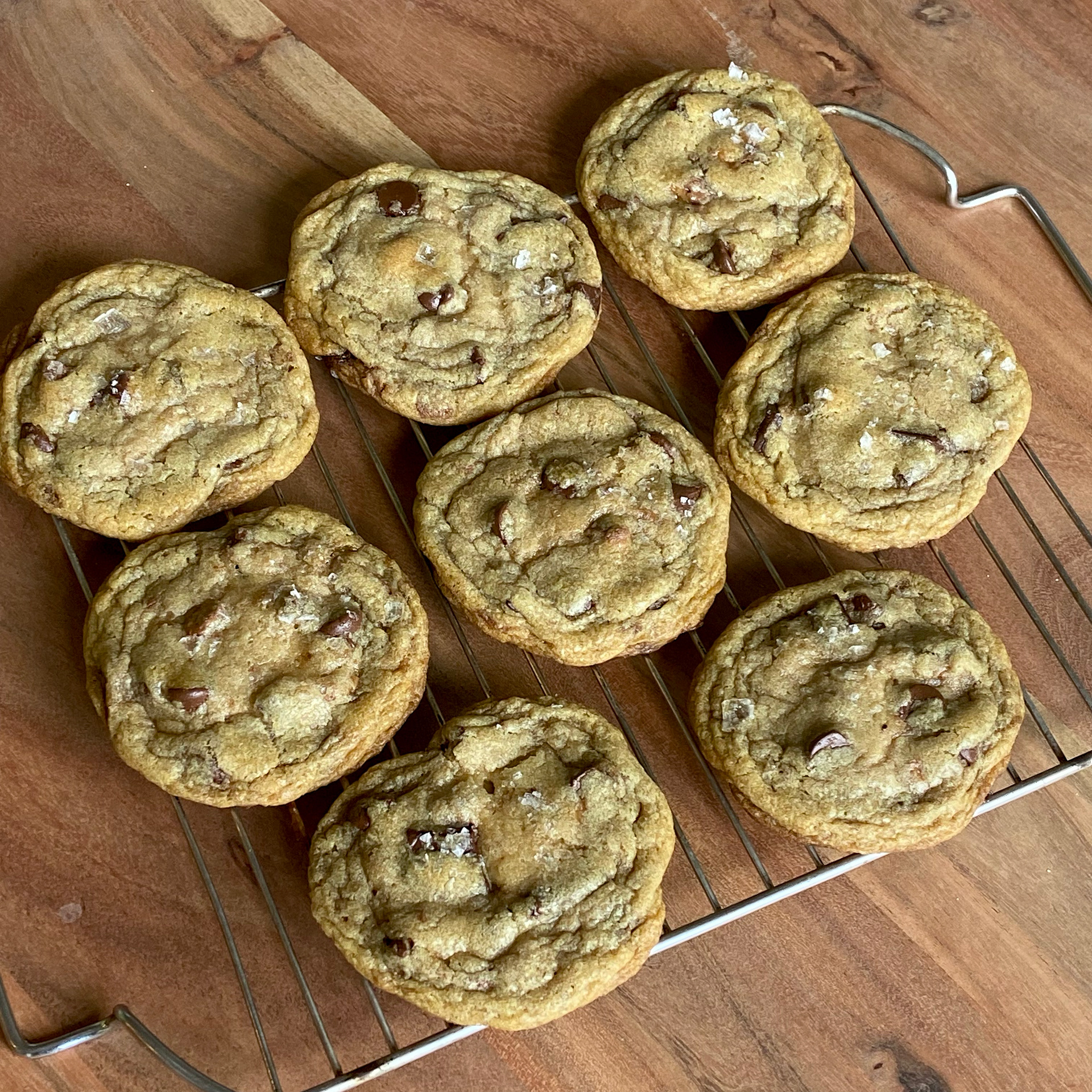 Salted Brown Butter Toffee Chocolate Chip Cookes