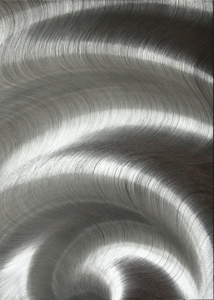 hand scored aluminium, London geometric art