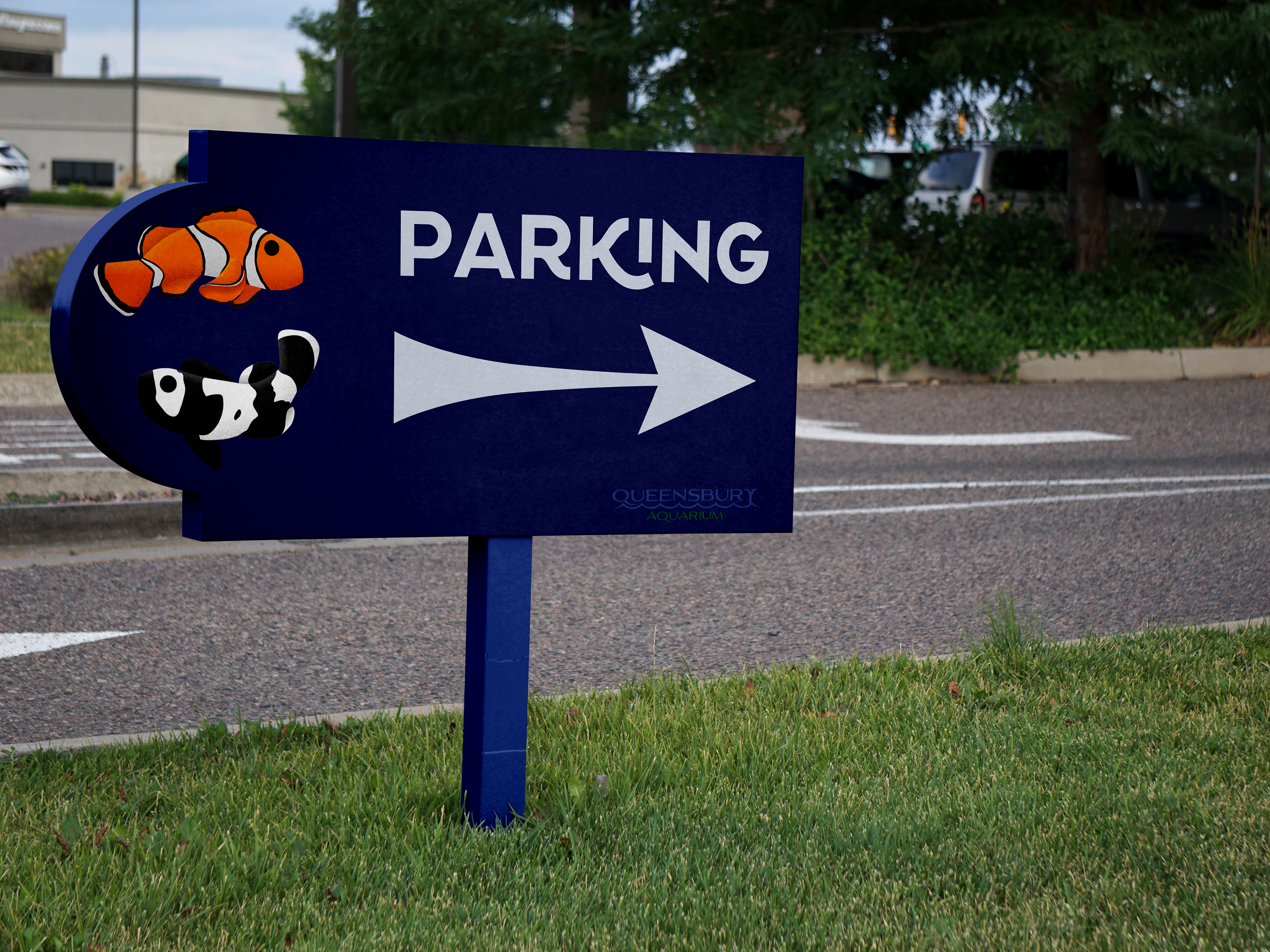 New parking sign that includes the clownfish illustration.