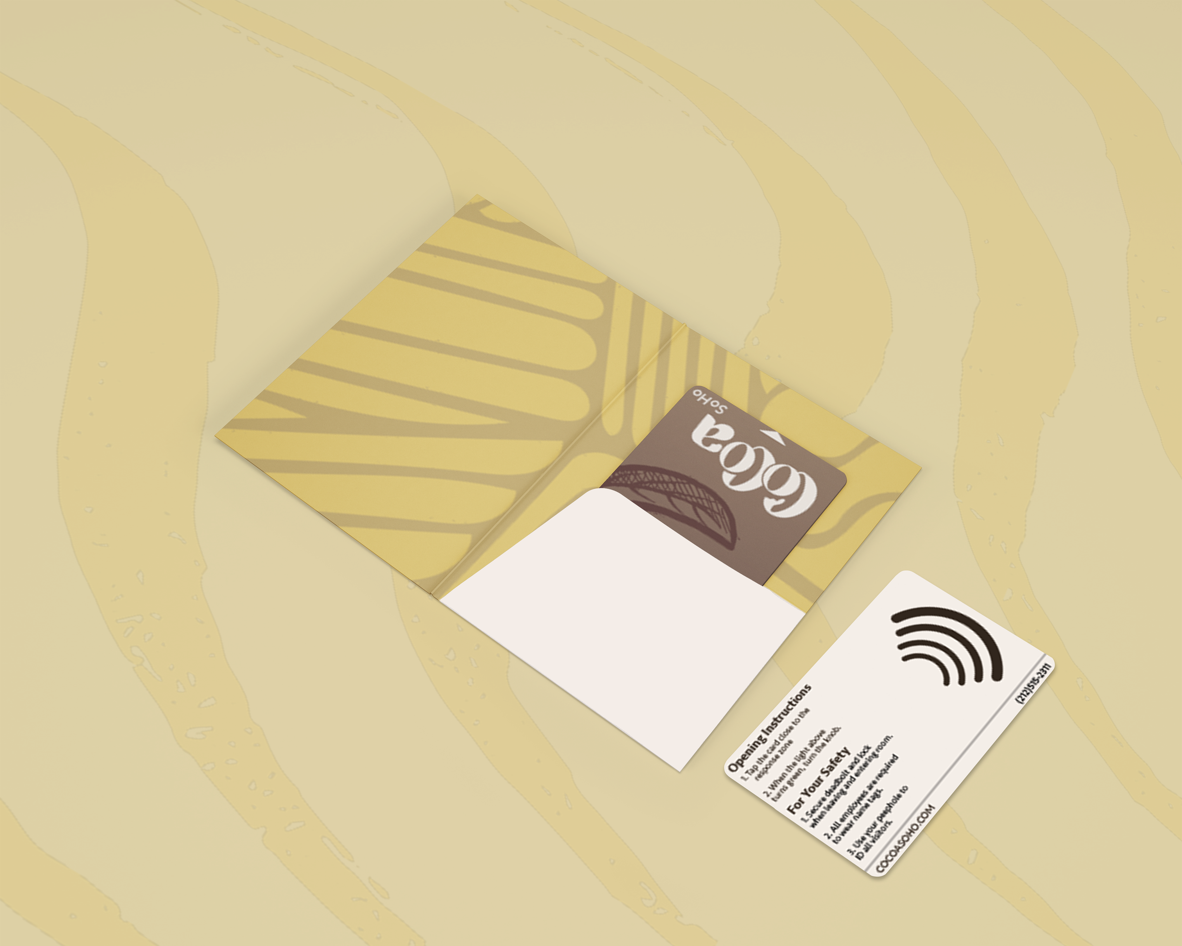 Key card holder. Instead of just receiving your card, we wanted to make it unique by having it in a small little folder to place in your pocket or handbag.