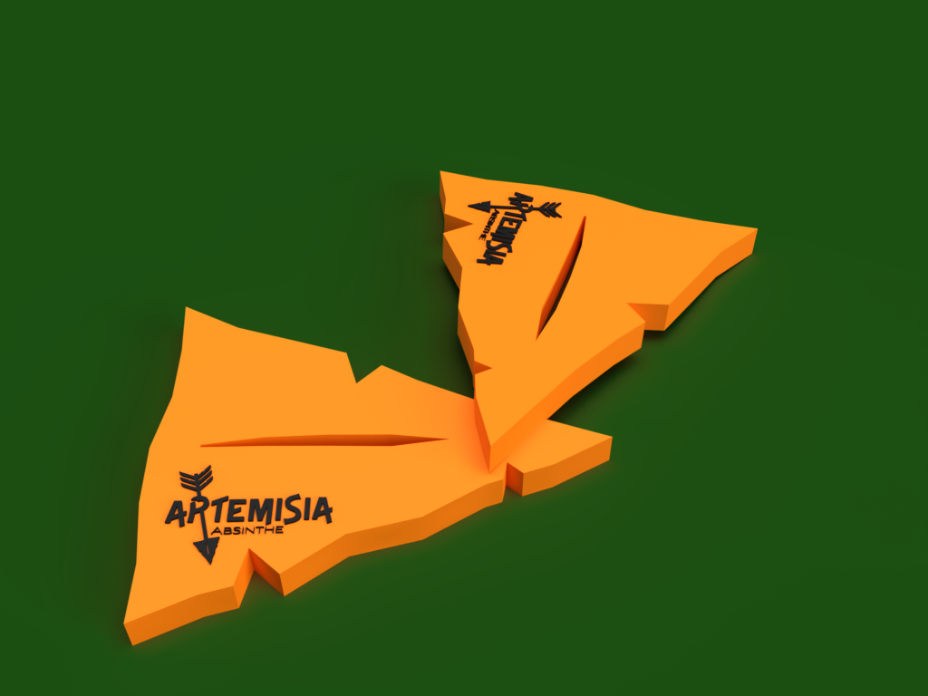 Artemisia Coasters. Instead of using a typical circular design, I decided to use the logo's arrowhead instead.