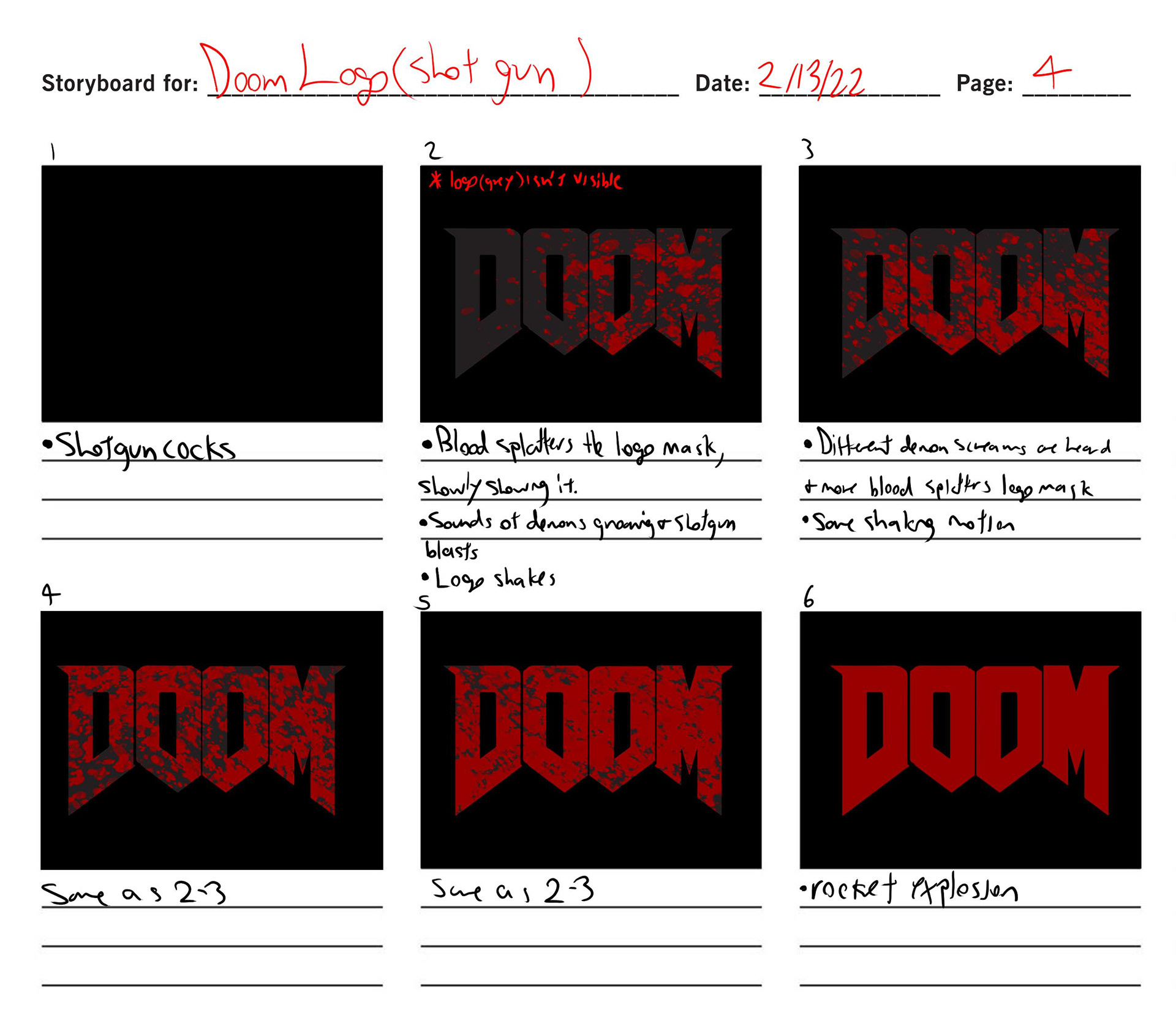 Shotgun Blood Storyboard