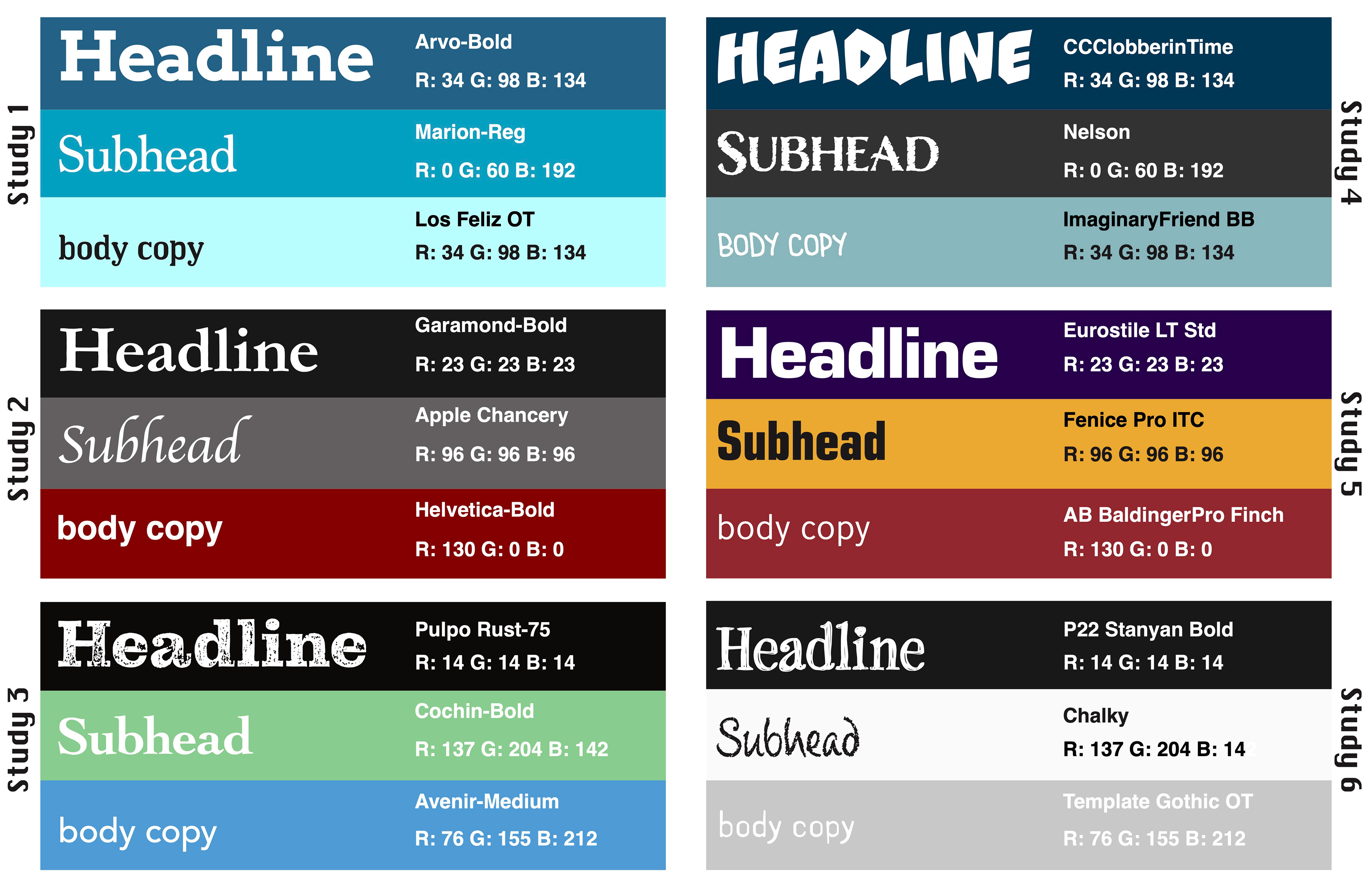 Font and color studies