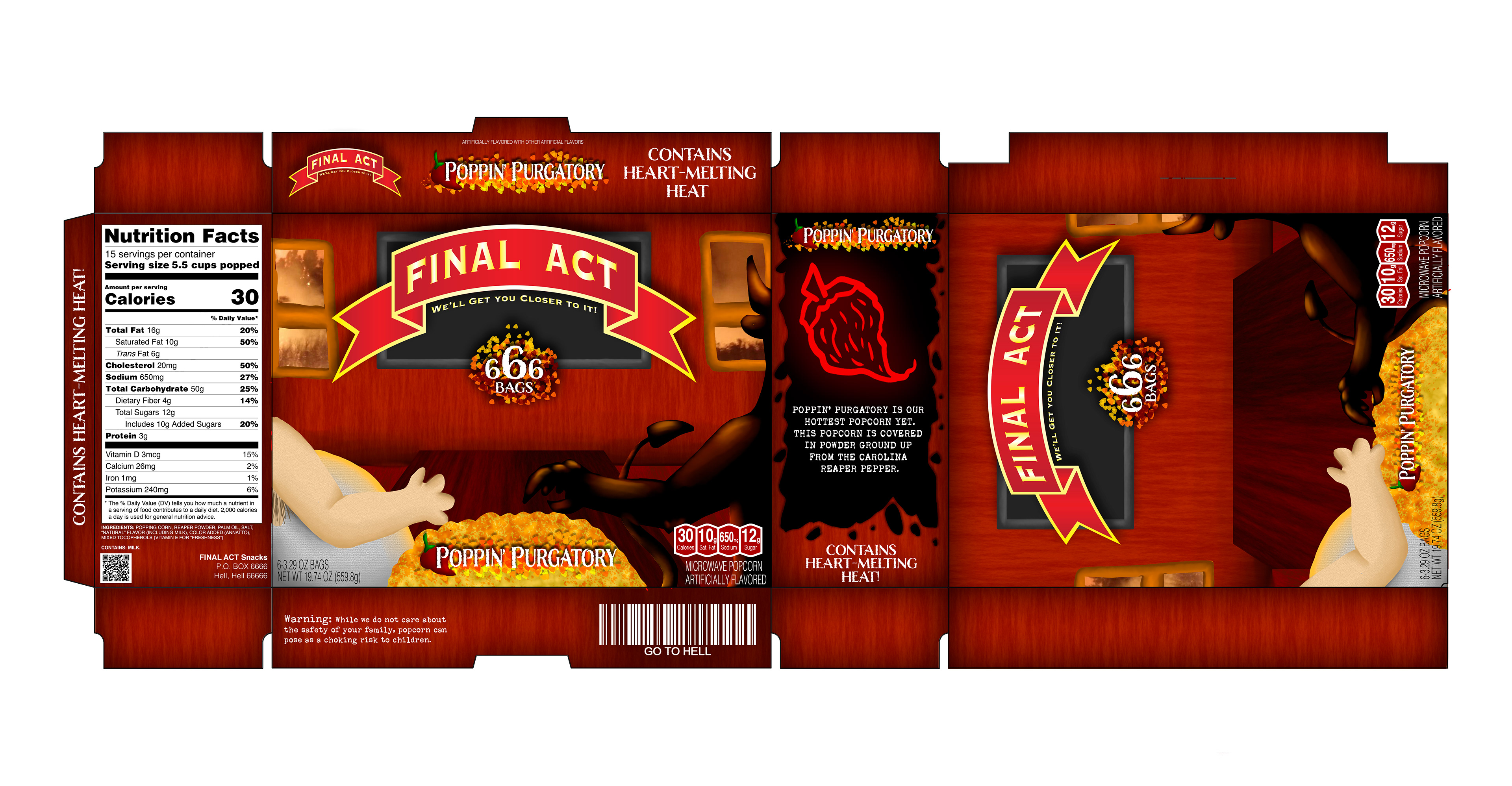 Poppin' Purgatory is my favorite package out of the bunch. This flavor is meant to reference the wildfires that affect the Rocky Mountain West.