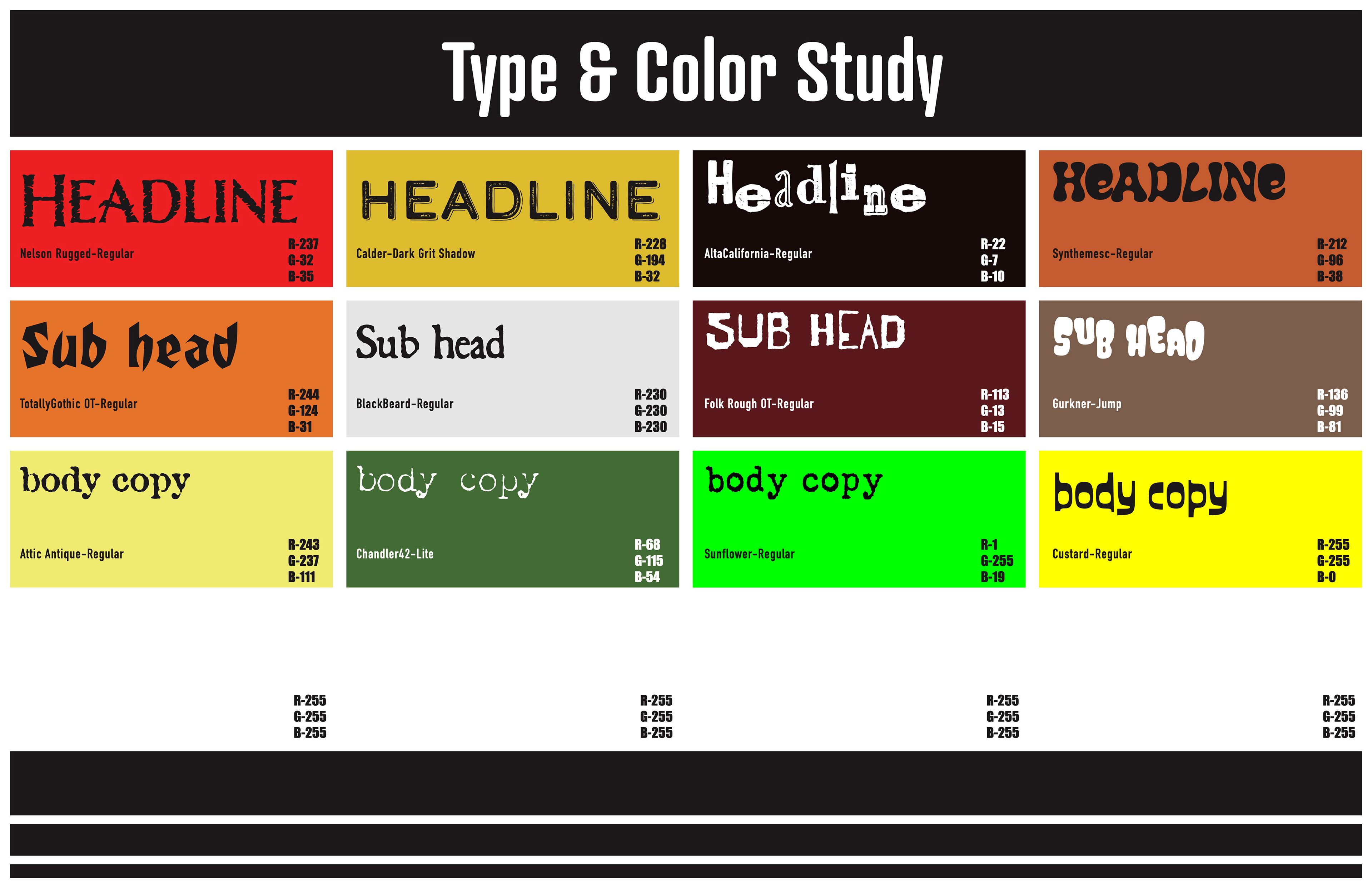 Type and color study