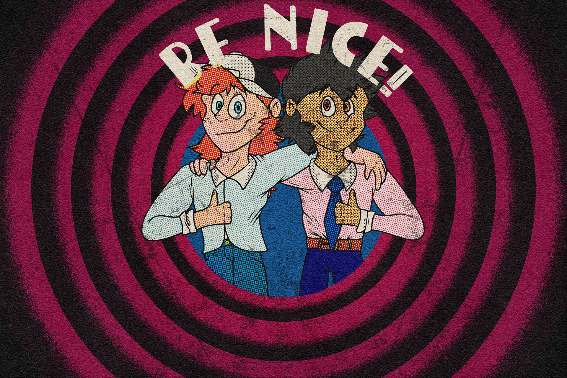 December- Be Nice: This month acted more of a message to wrap up the end of the year. The black and red circles reference the Merrie-Melodies end card, signaling the end of the year.